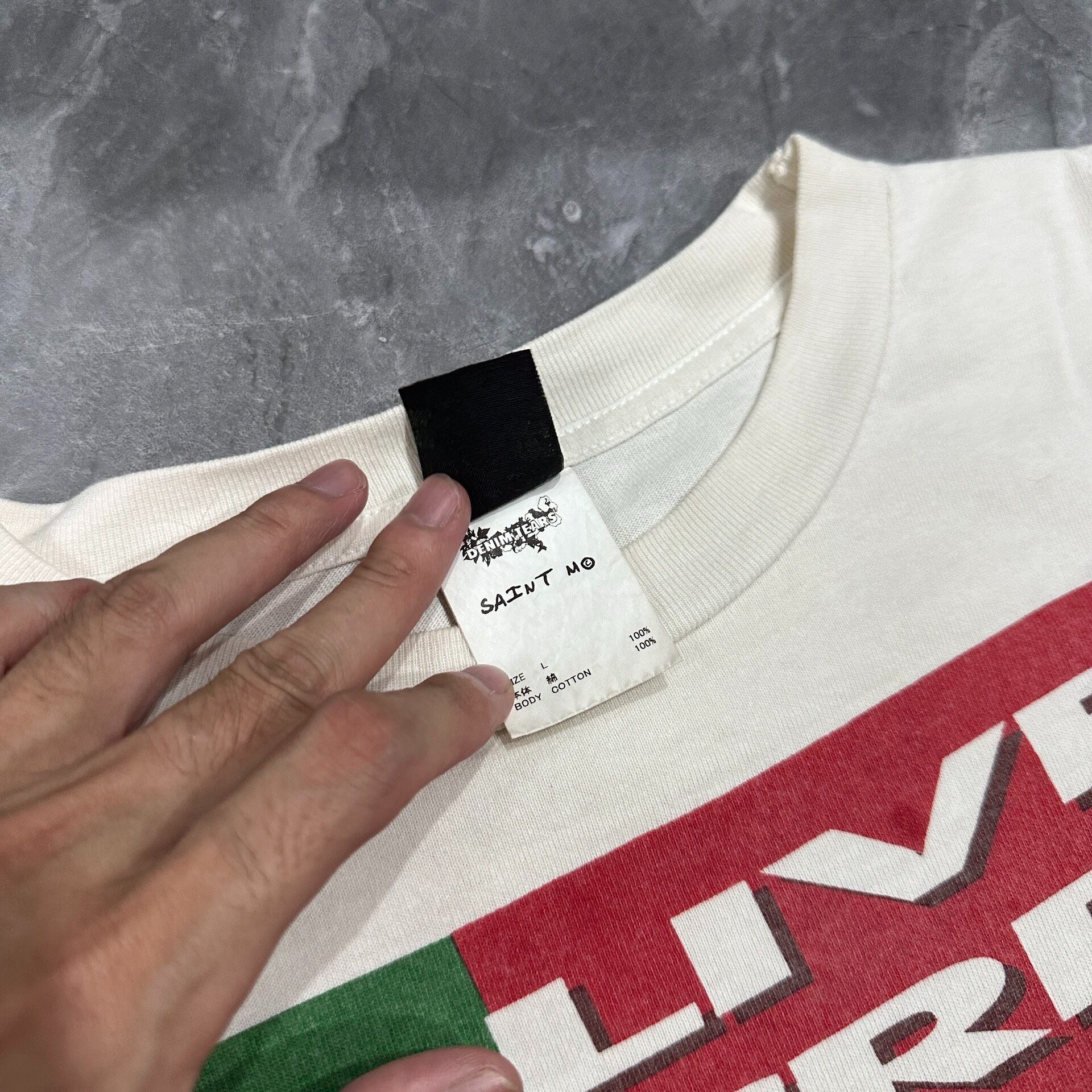 Saint Michael 2 Lives Crew Graphic Tee — back