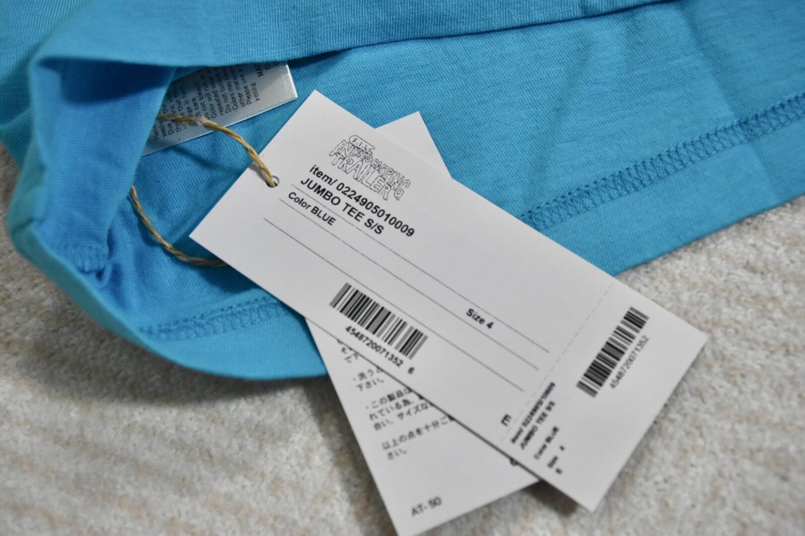 Visvim 24SS ICT Jumbo Tee Blue — label