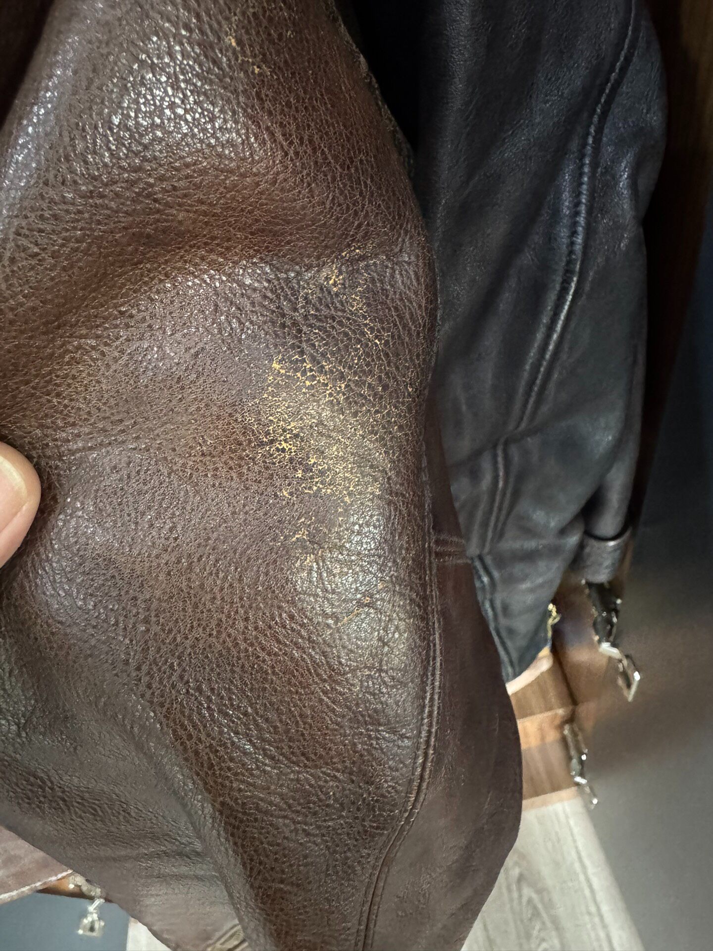 RRL Brown Leather Zip Jacket — back