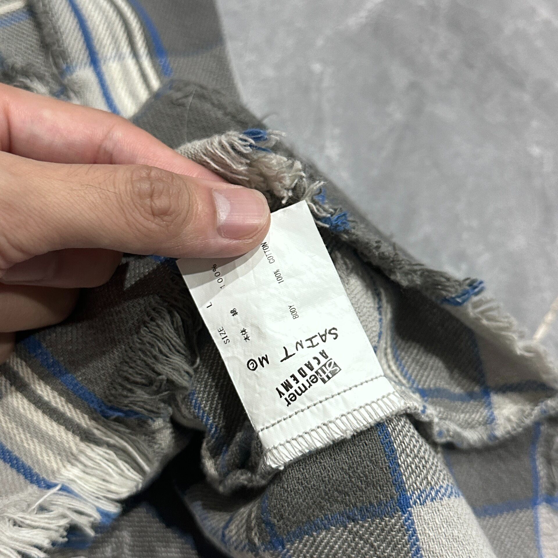 Saint Michael A22 Distressed Plaid Shirt — label