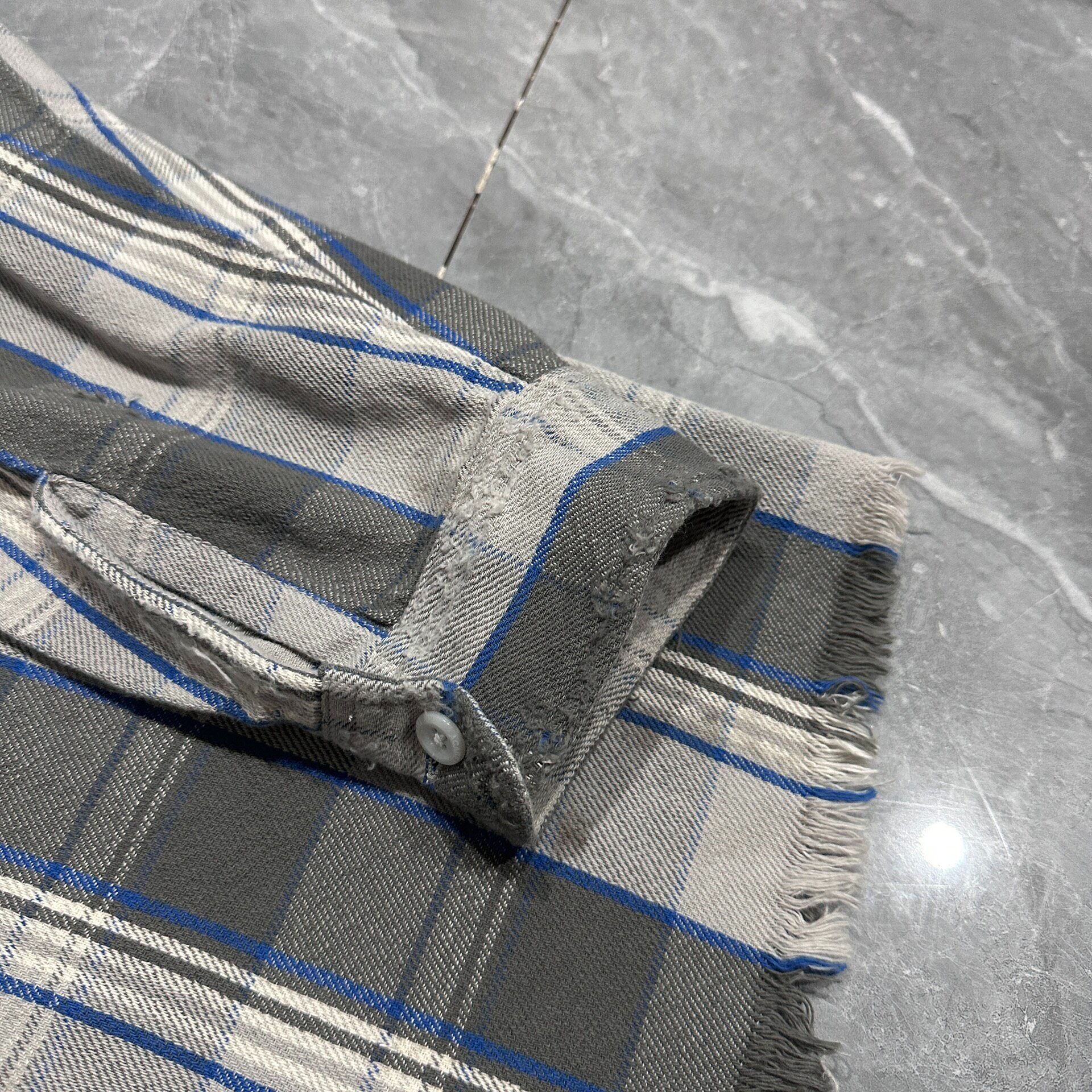 Saint Michael A22 Distressed Plaid Shirt — detail