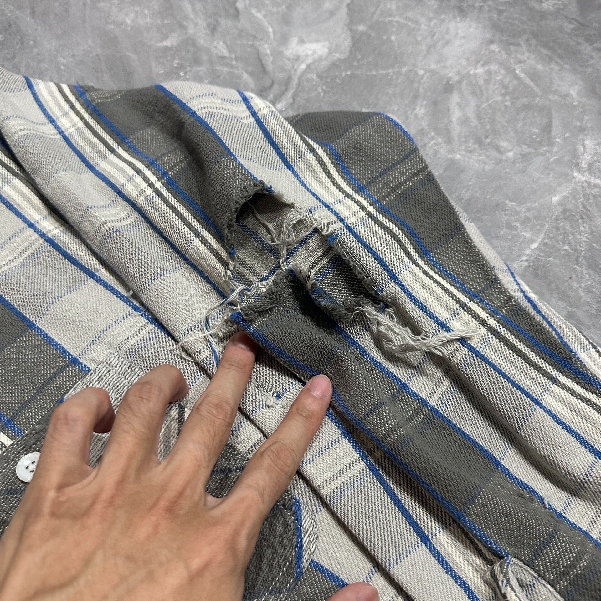 Saint Michael A22 Distressed Plaid Shirt — back