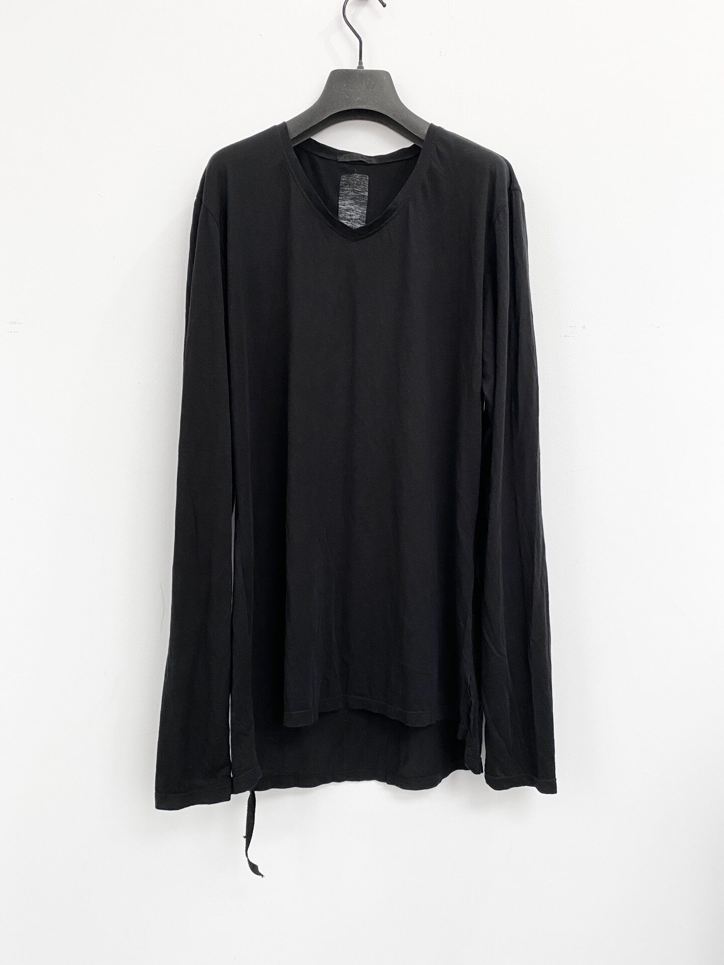 Kmrii Black Long-Sleeve Cotton Top — front