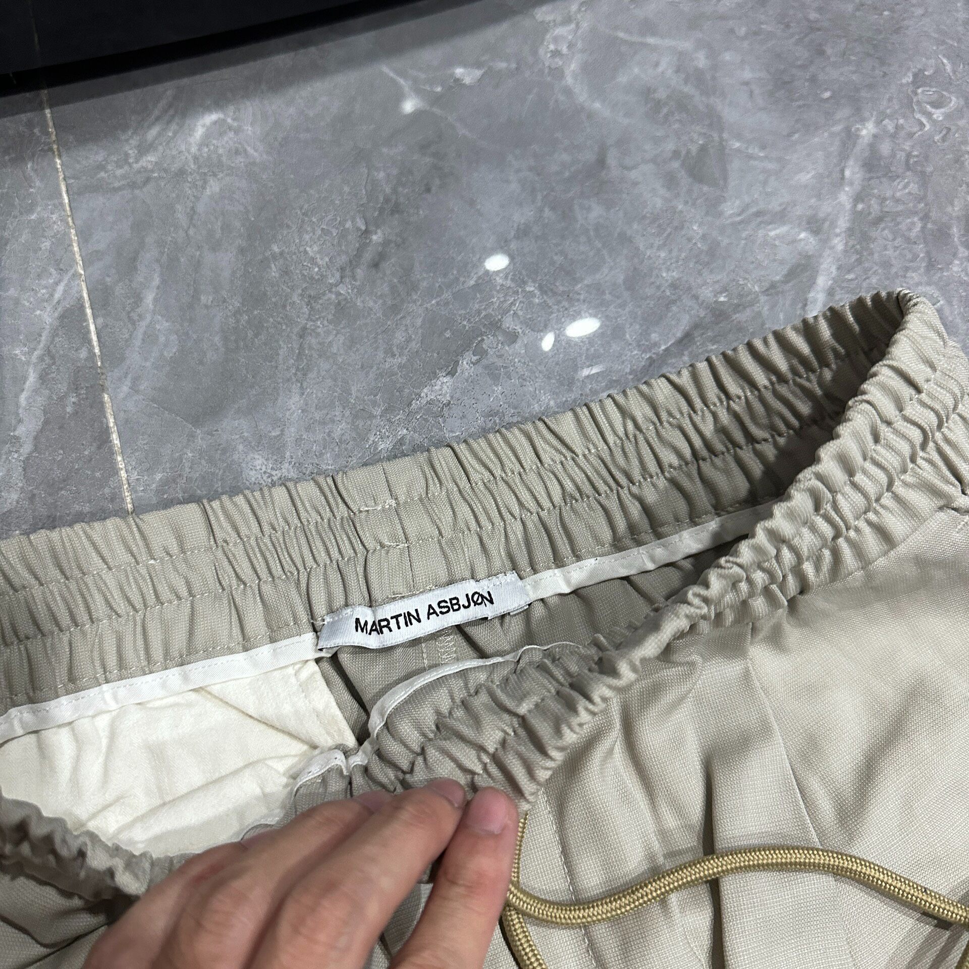 Martin Asbjorn Light Gray Wide-Leg Trousers — back