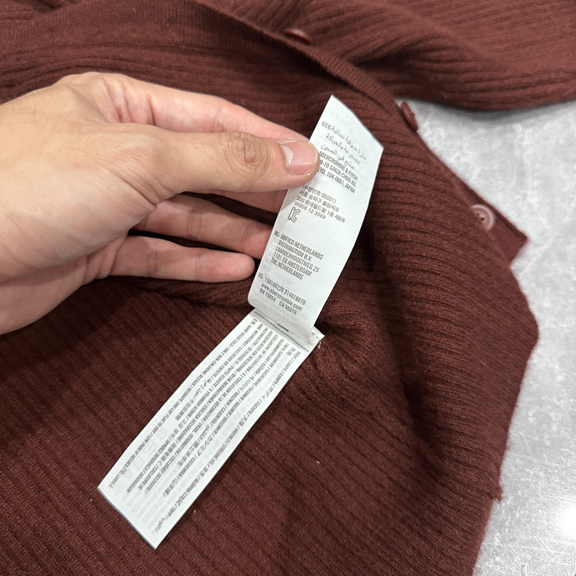 Abercrombie & Fitch Cashmere Cardigan — label