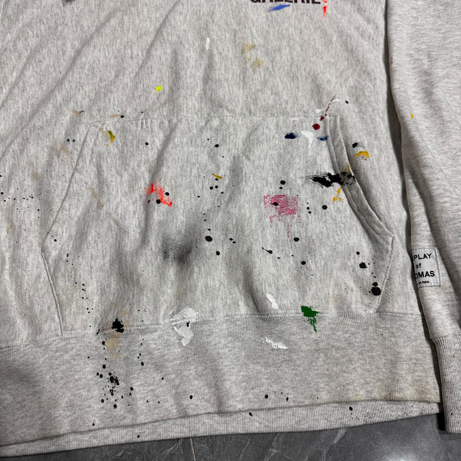Gallery Dept Oatmeal Gray Splatter Hoodie — label
