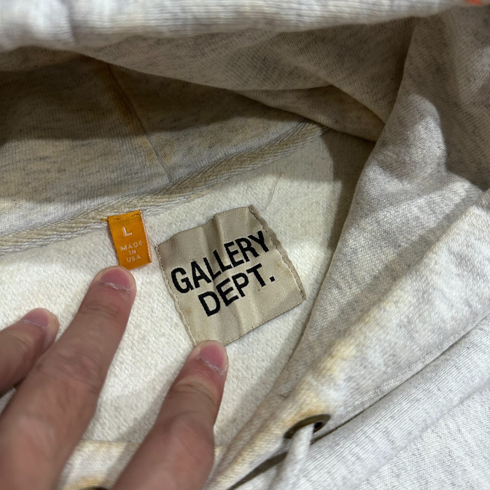Gallery Dept Oatmeal Gray Splatter Hoodie — detail