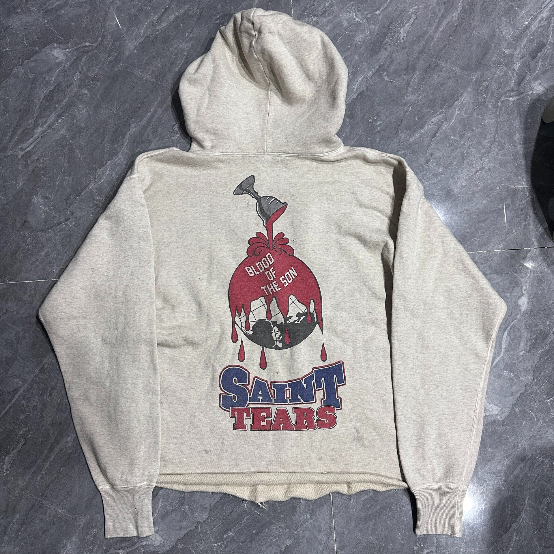 Saint Michael Holy Grail Distressed Hoodie — front