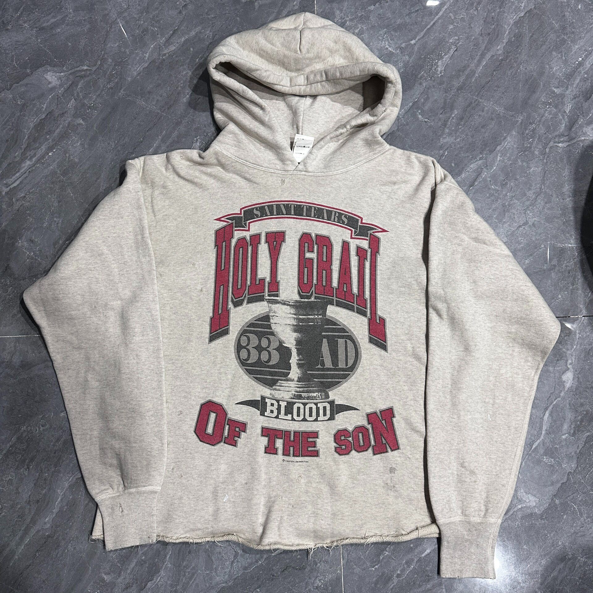 Saint Michael Holy Grail Distressed Hoodie