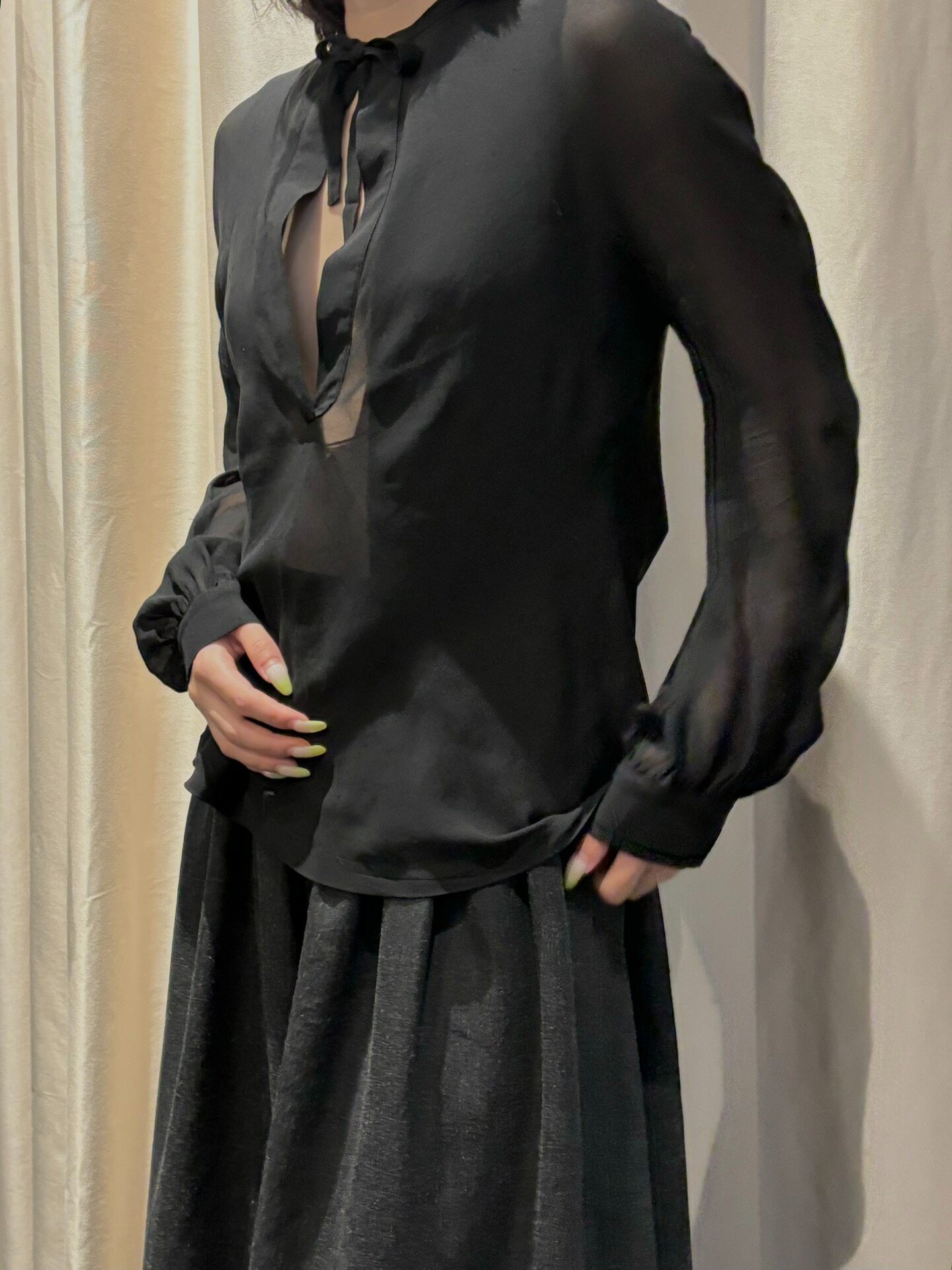 Dries Van Noten Sheer Silk Blouse — front