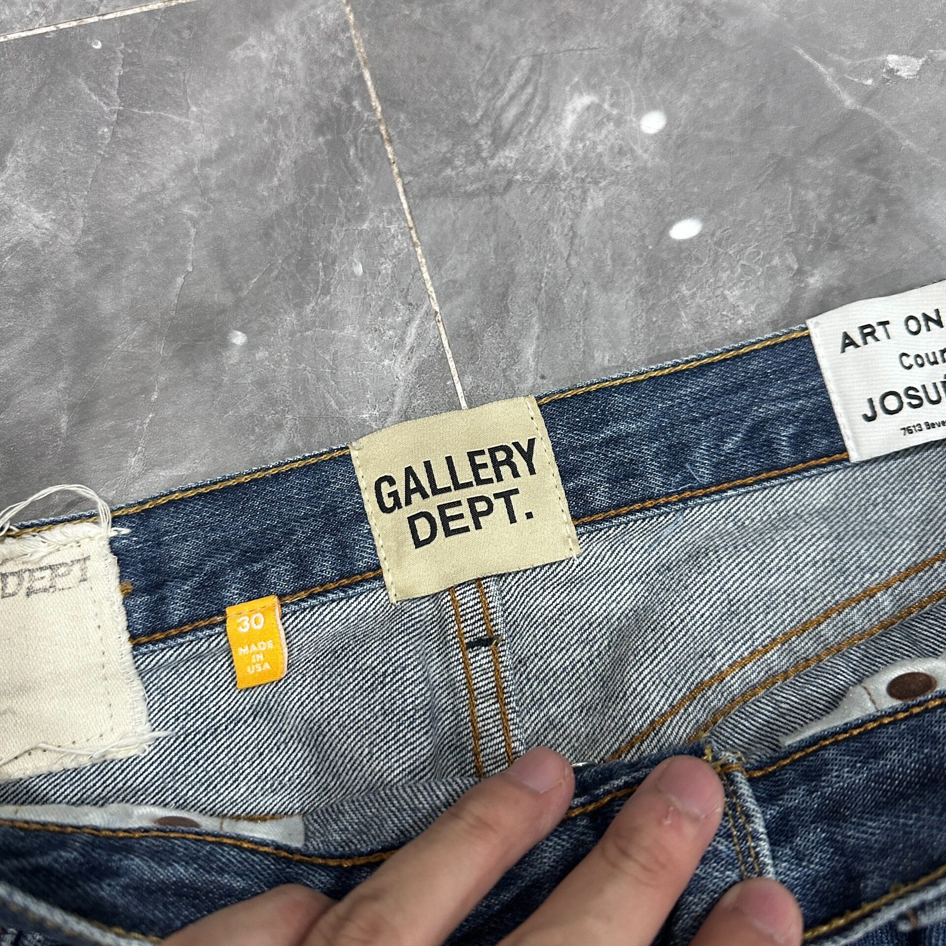Gallery Dept Dark Blue Frayed Jeans — back
