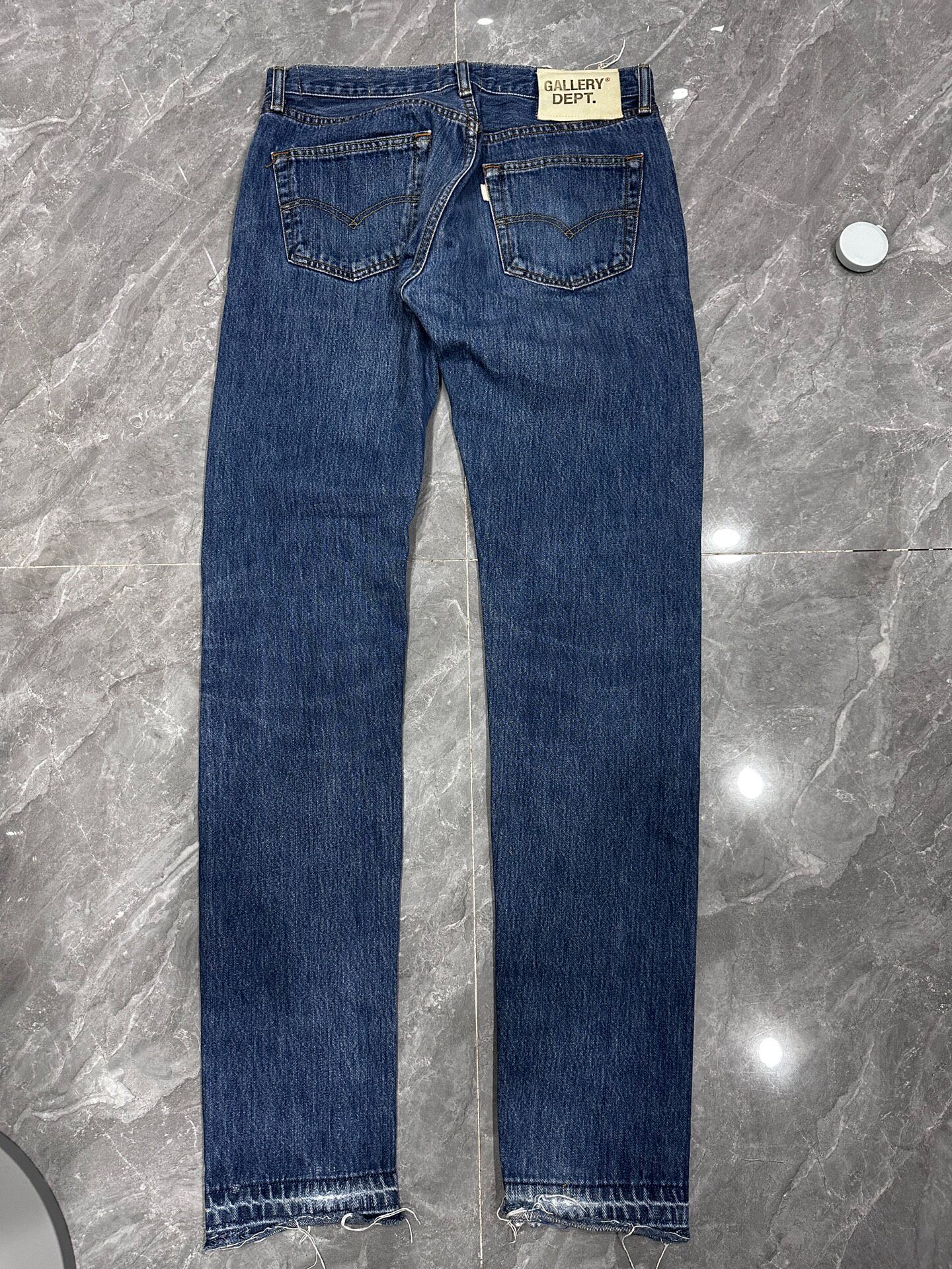 Gallery Dept Dark Blue Frayed Jeans — front