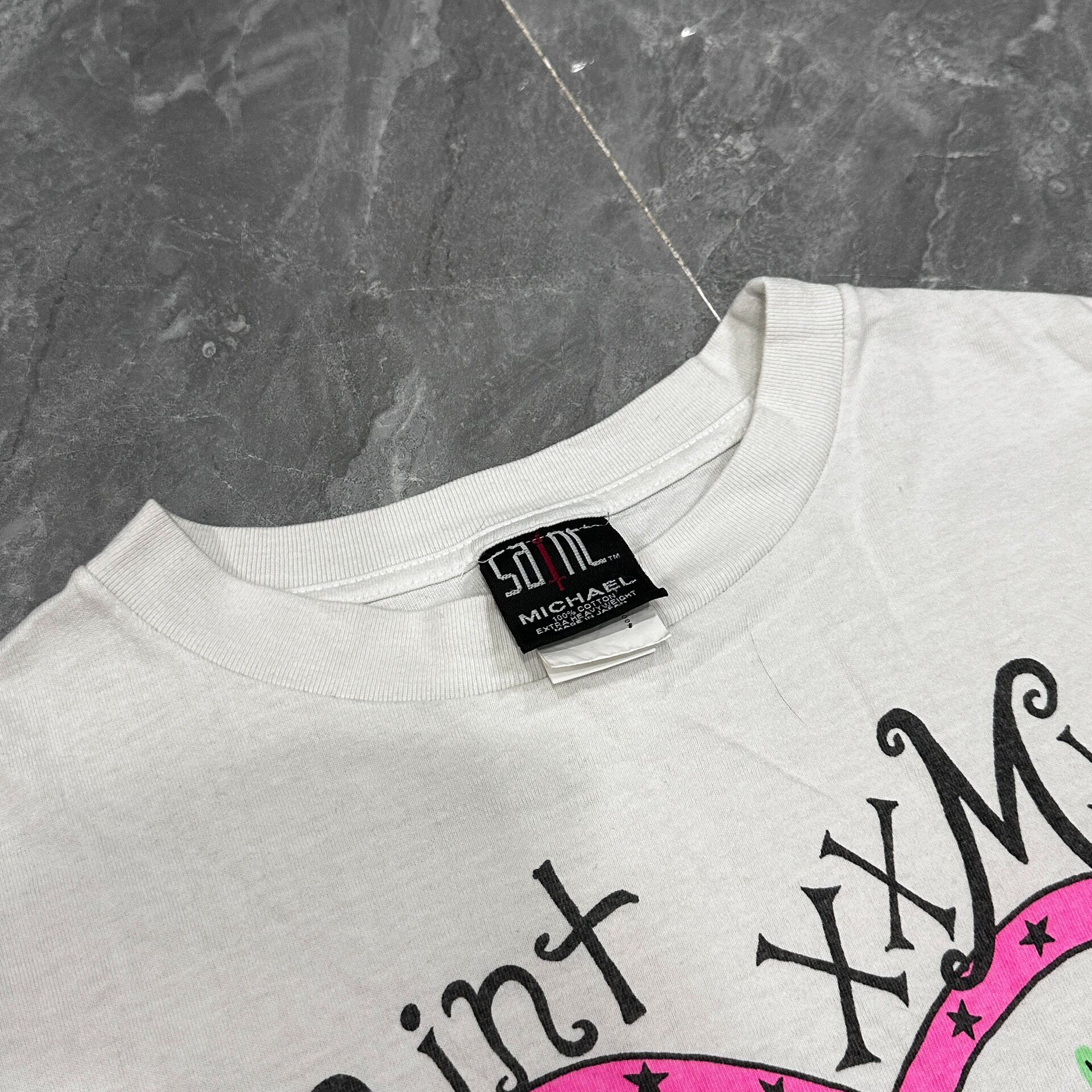 Saint Michael 2021 Heart Graphic White Tee — detail