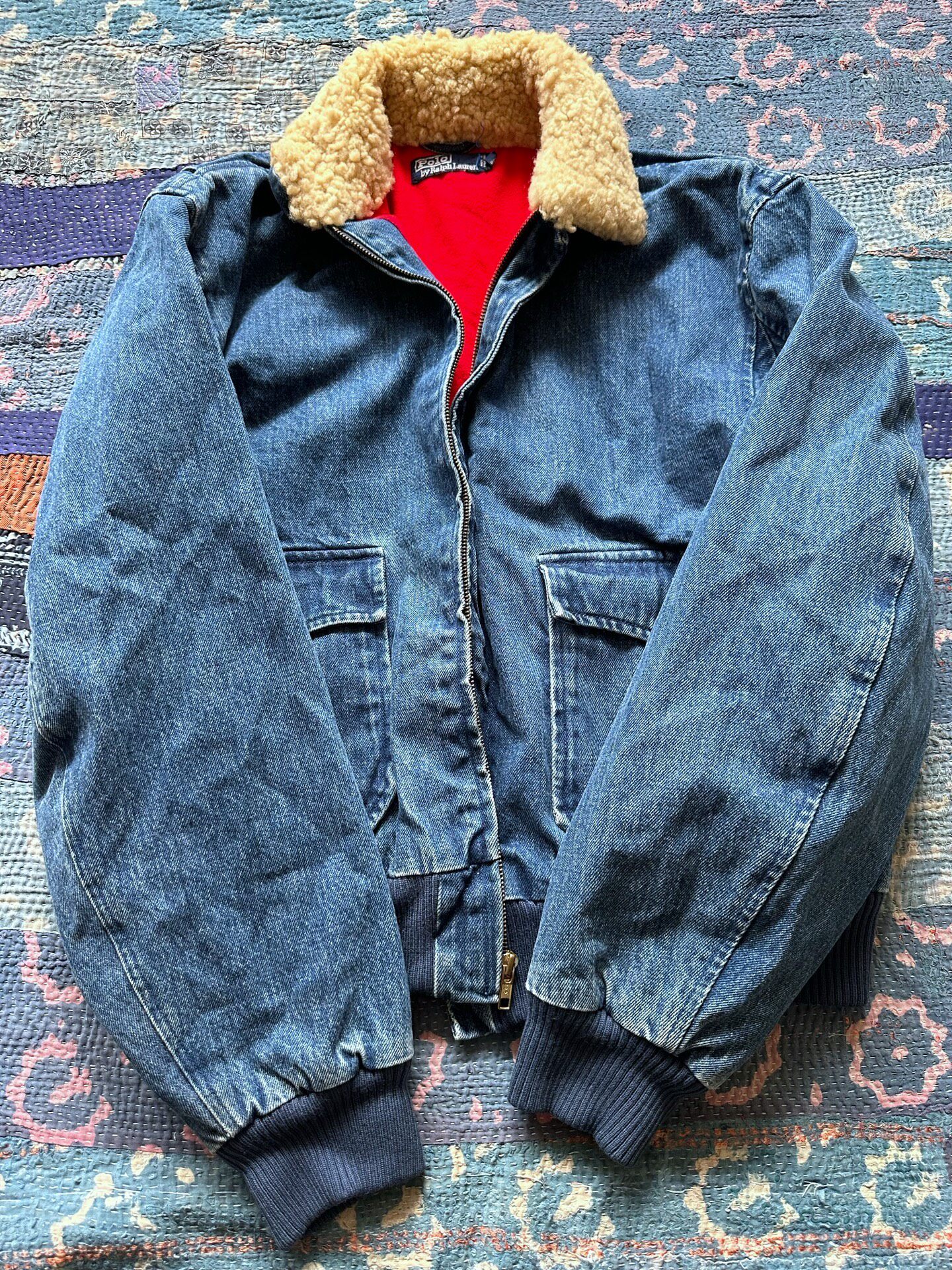 Polo Ralph Lauren Denim Shearling Bomber Jacket — front