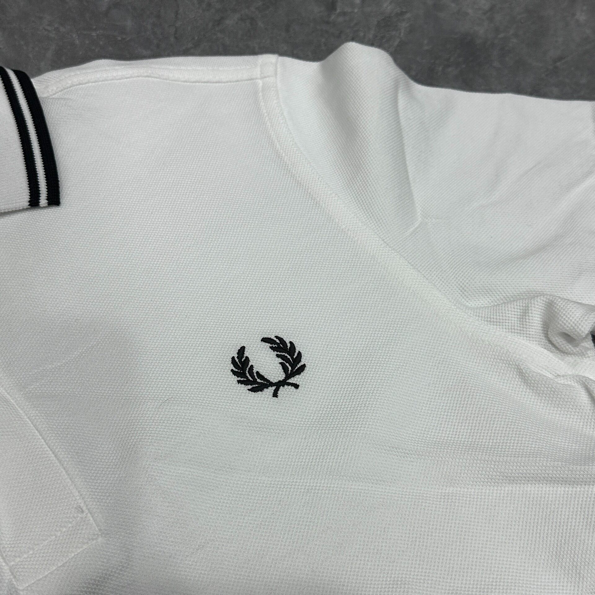 Fred Perry White Laurel Polo Shirt — front