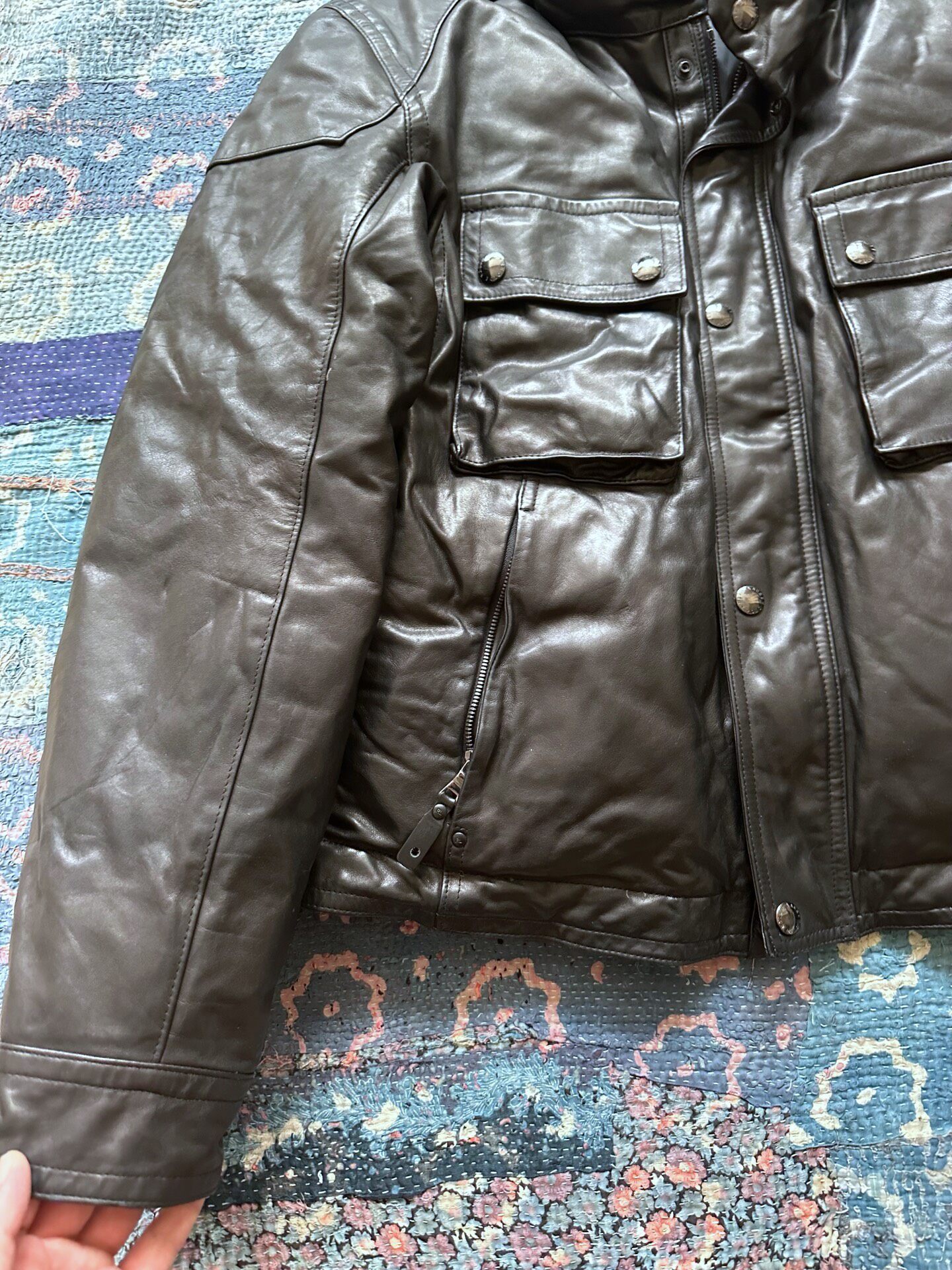 Polo Ralph Lauren RRL Leather Down Jacket — detail