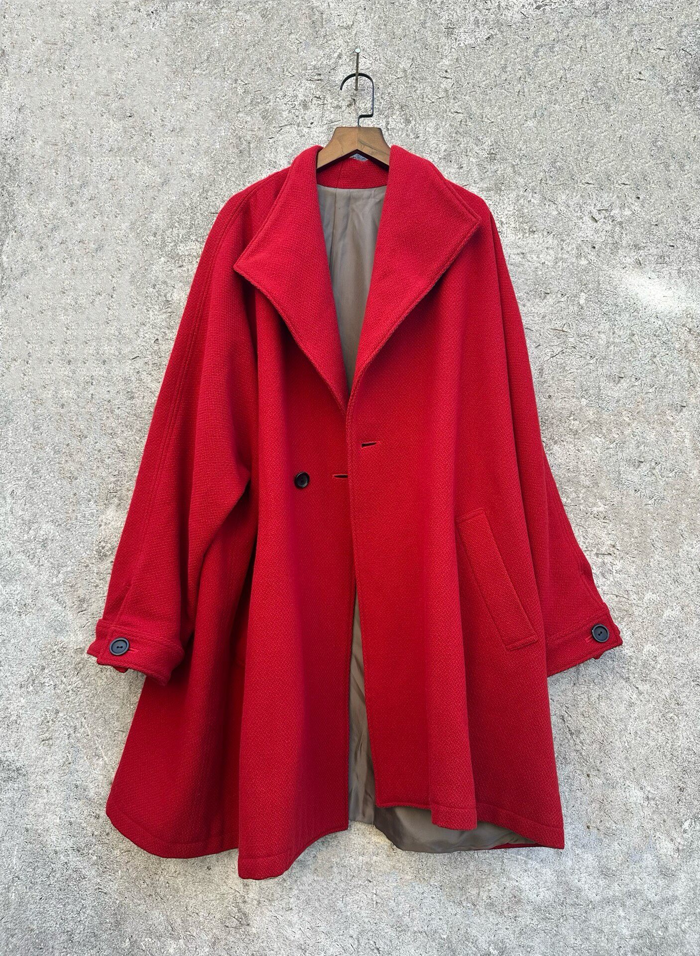 Y's by Yohji Yamamoto Oversized Red Wool Coat — label