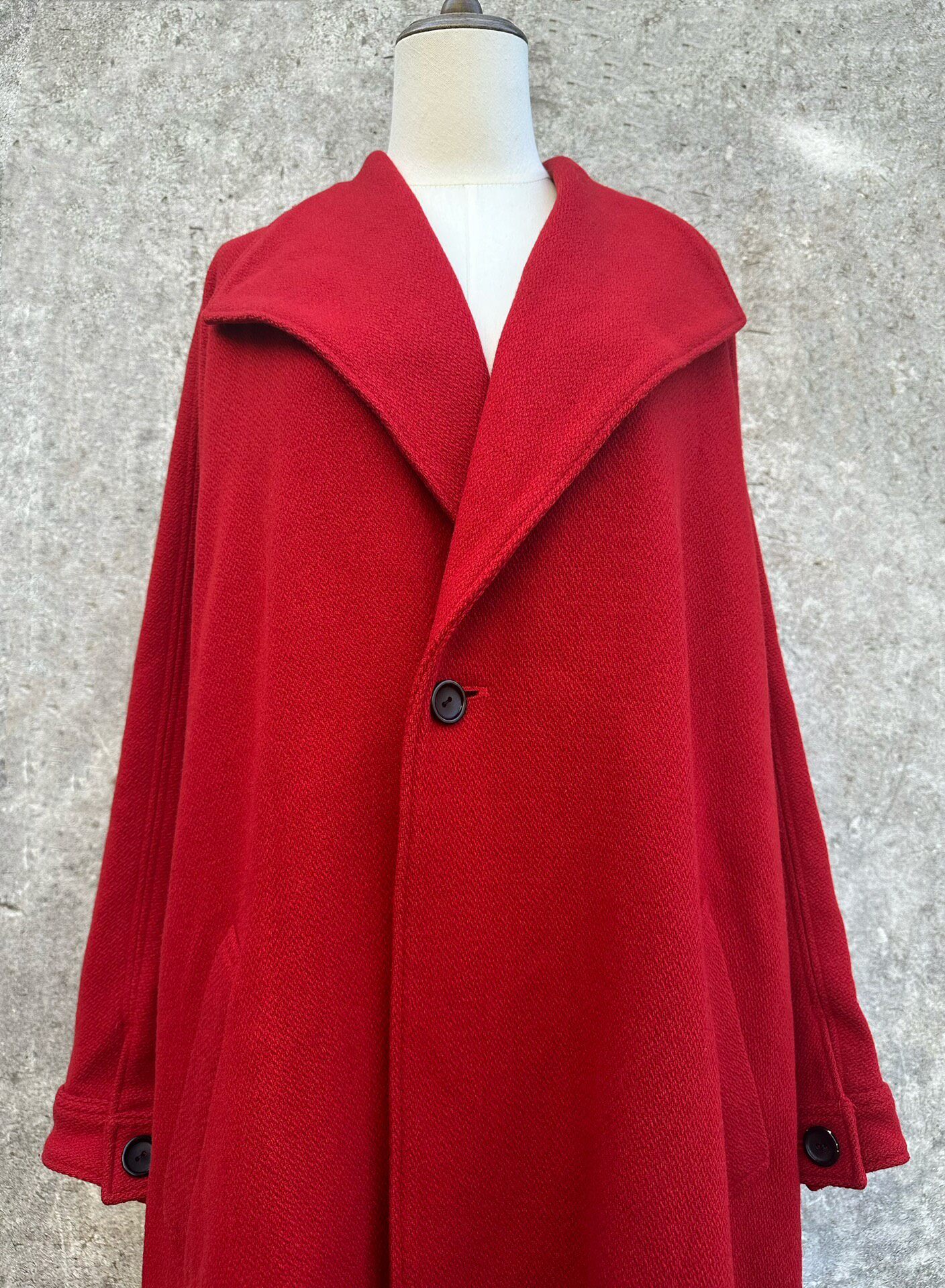 Y's by Yohji Yamamoto Oversized Red Wool Coat — back