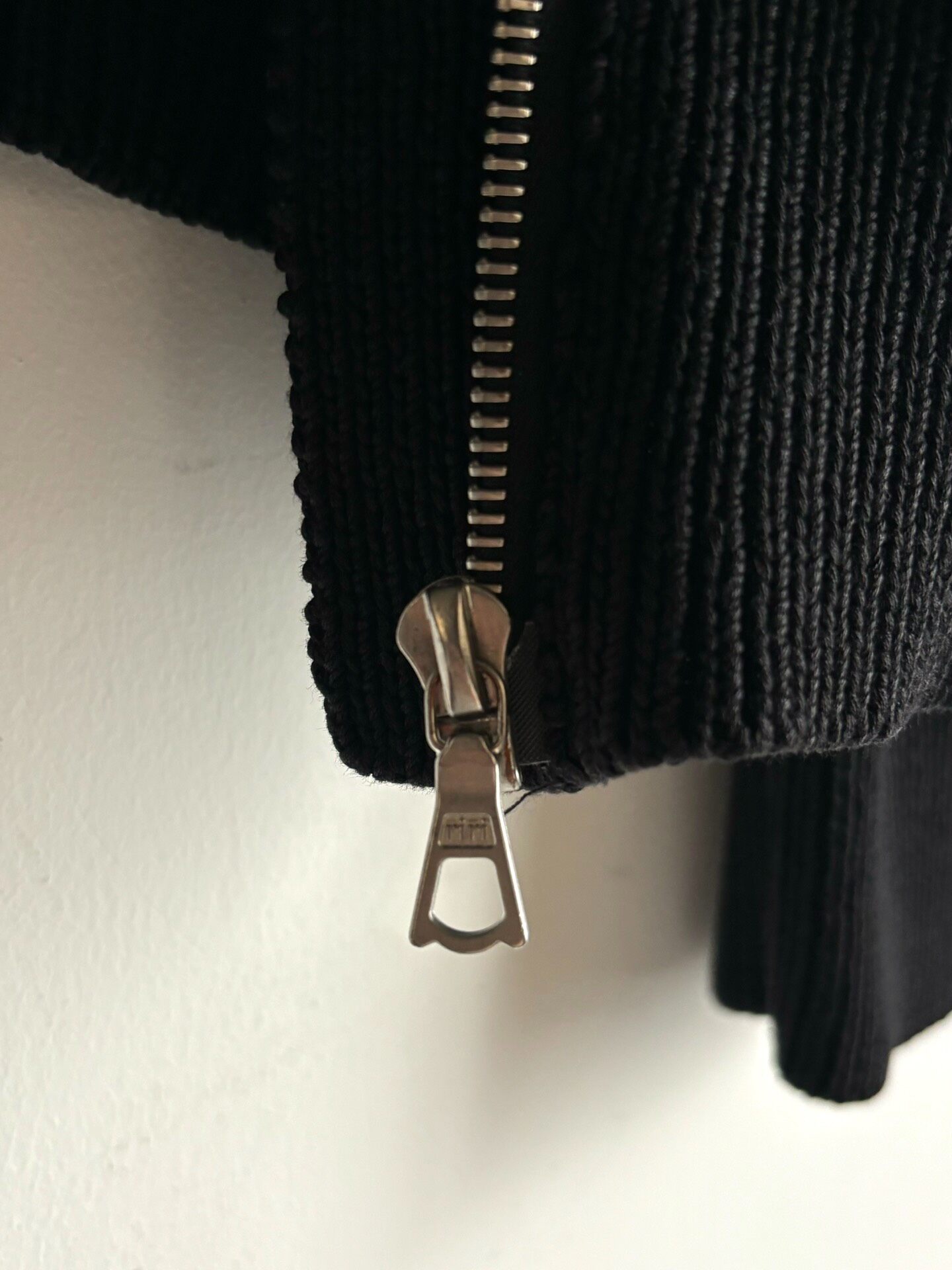 Dries Van Noten Diagonal Zip Knit Jacket — label