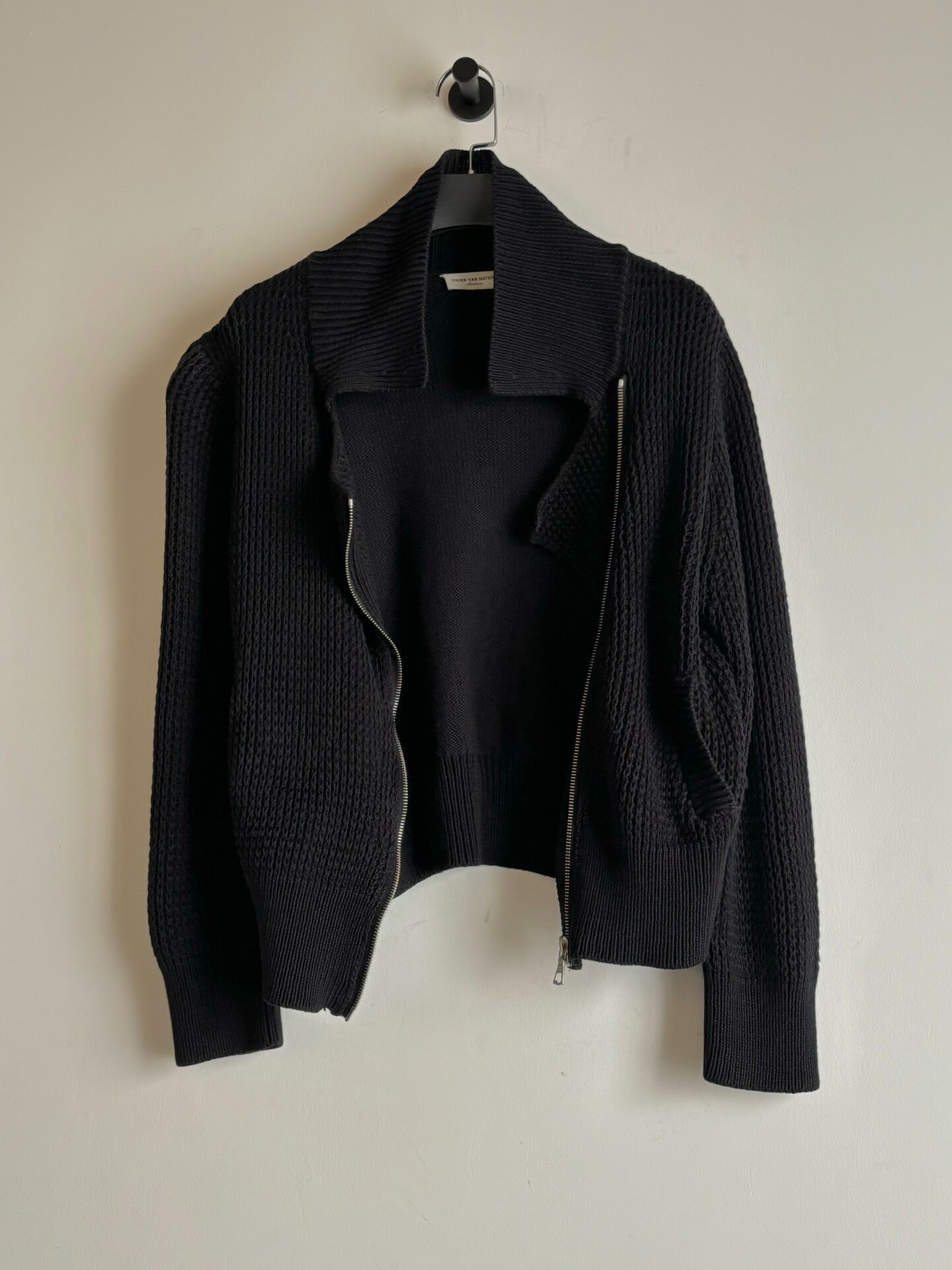 Dries Van Noten Diagonal Zip Knit Jacket — back