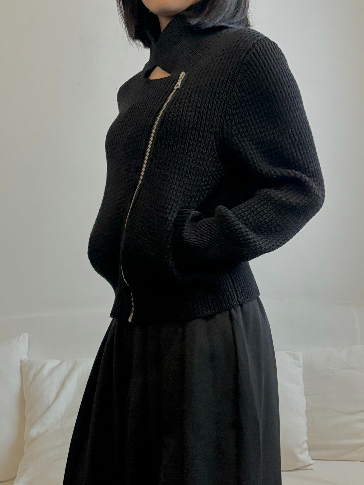 Dries Van Noten Diagonal Zip Knit Jacket