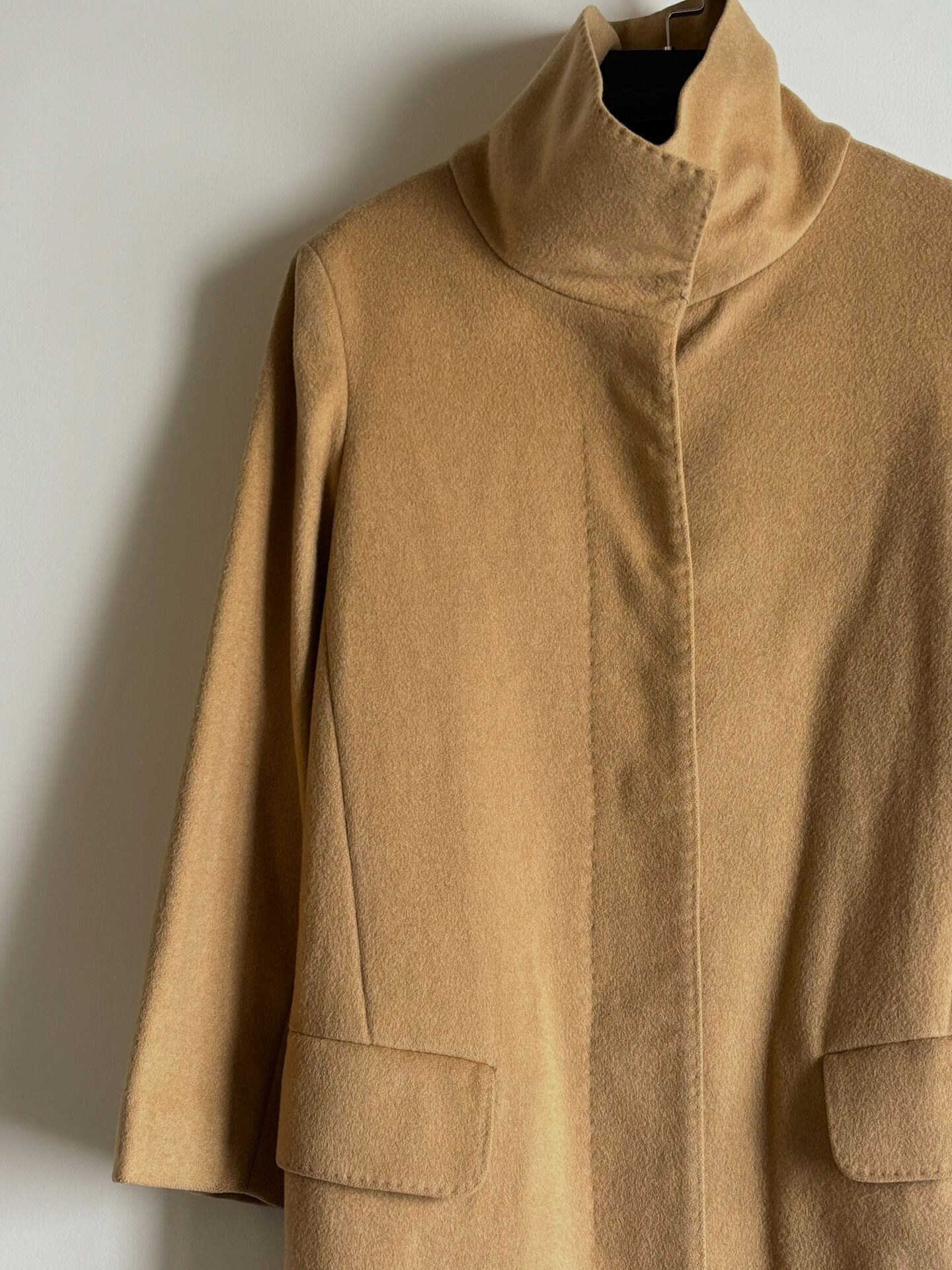 Helmut Lang 90s Camel Stand-Collar Coat — back