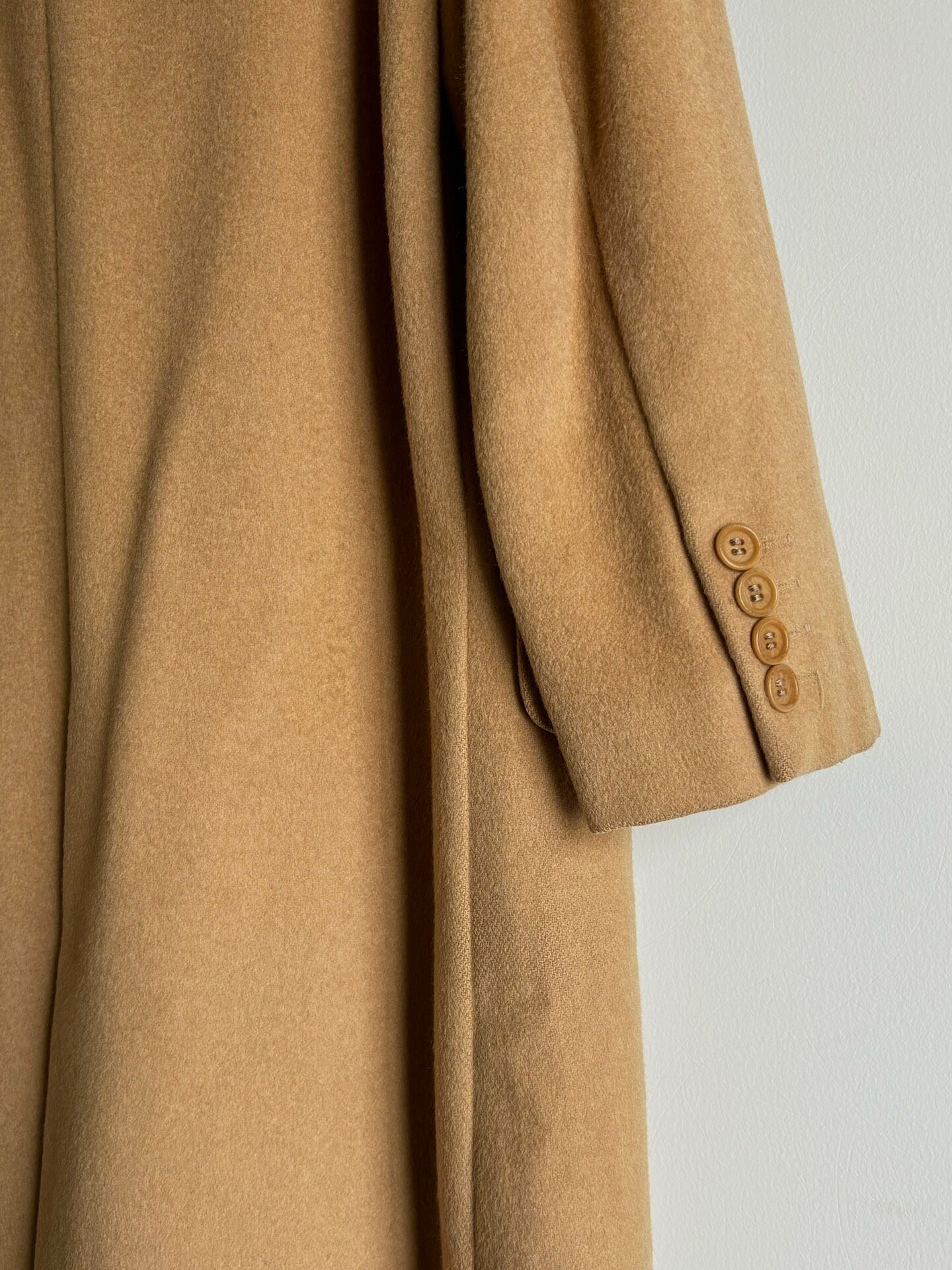 Helmut Lang 90s Camel Stand-Collar Coat — label