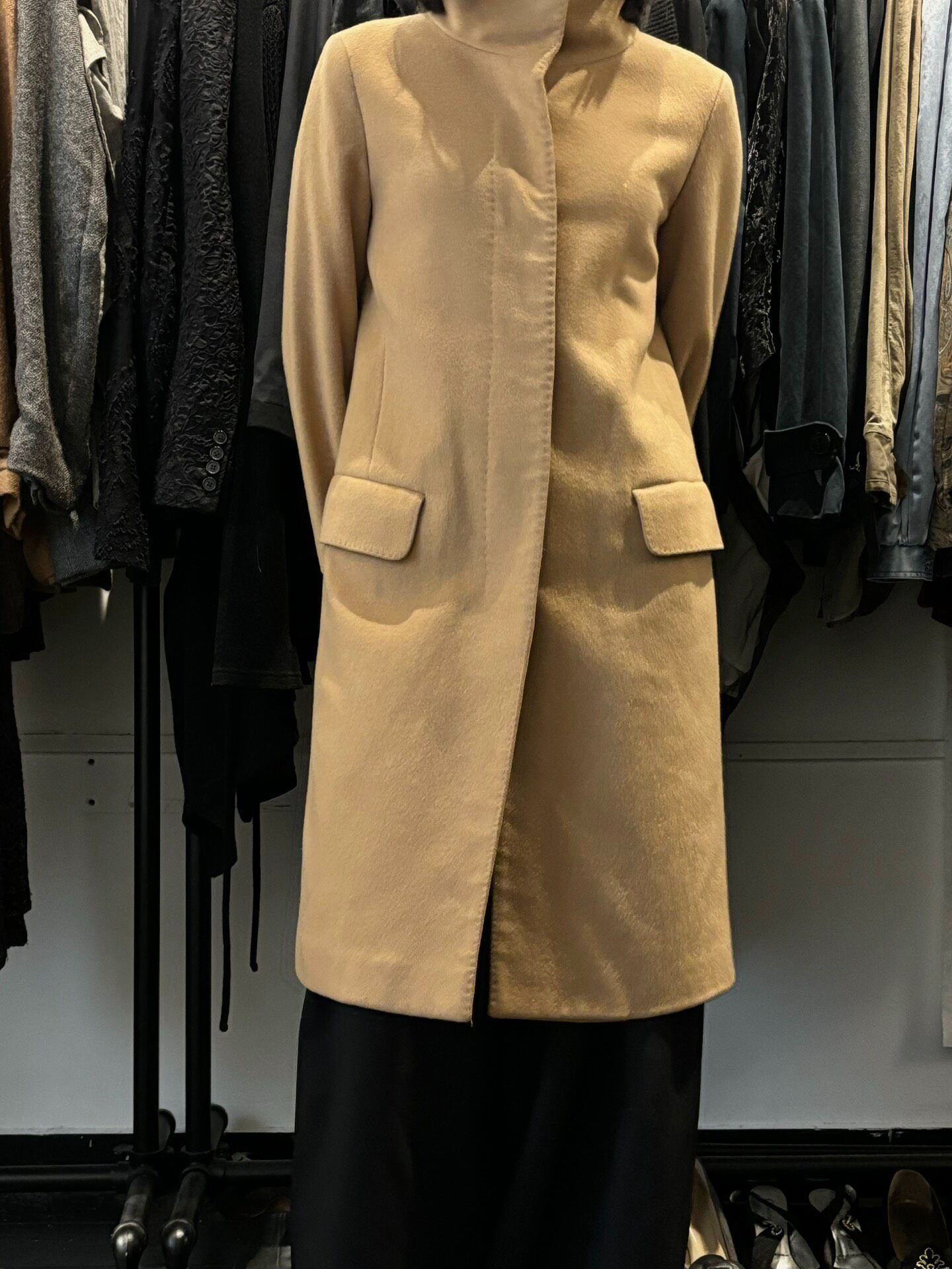 Helmut Lang 90s Camel Stand-Collar Coat