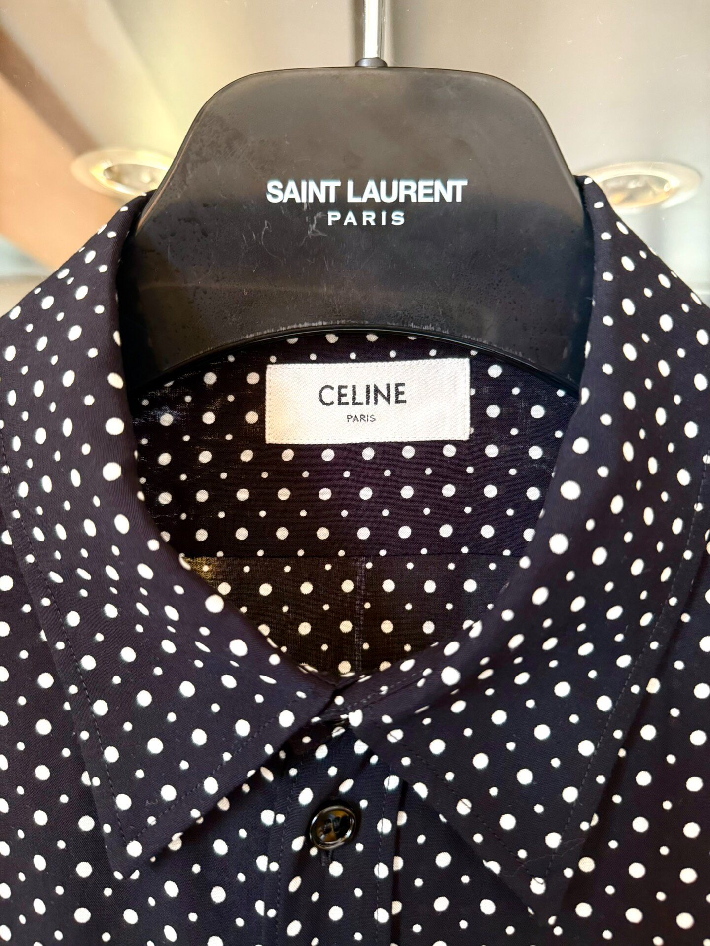 Celine 23SS Silk Polka Dot Shirt — detail