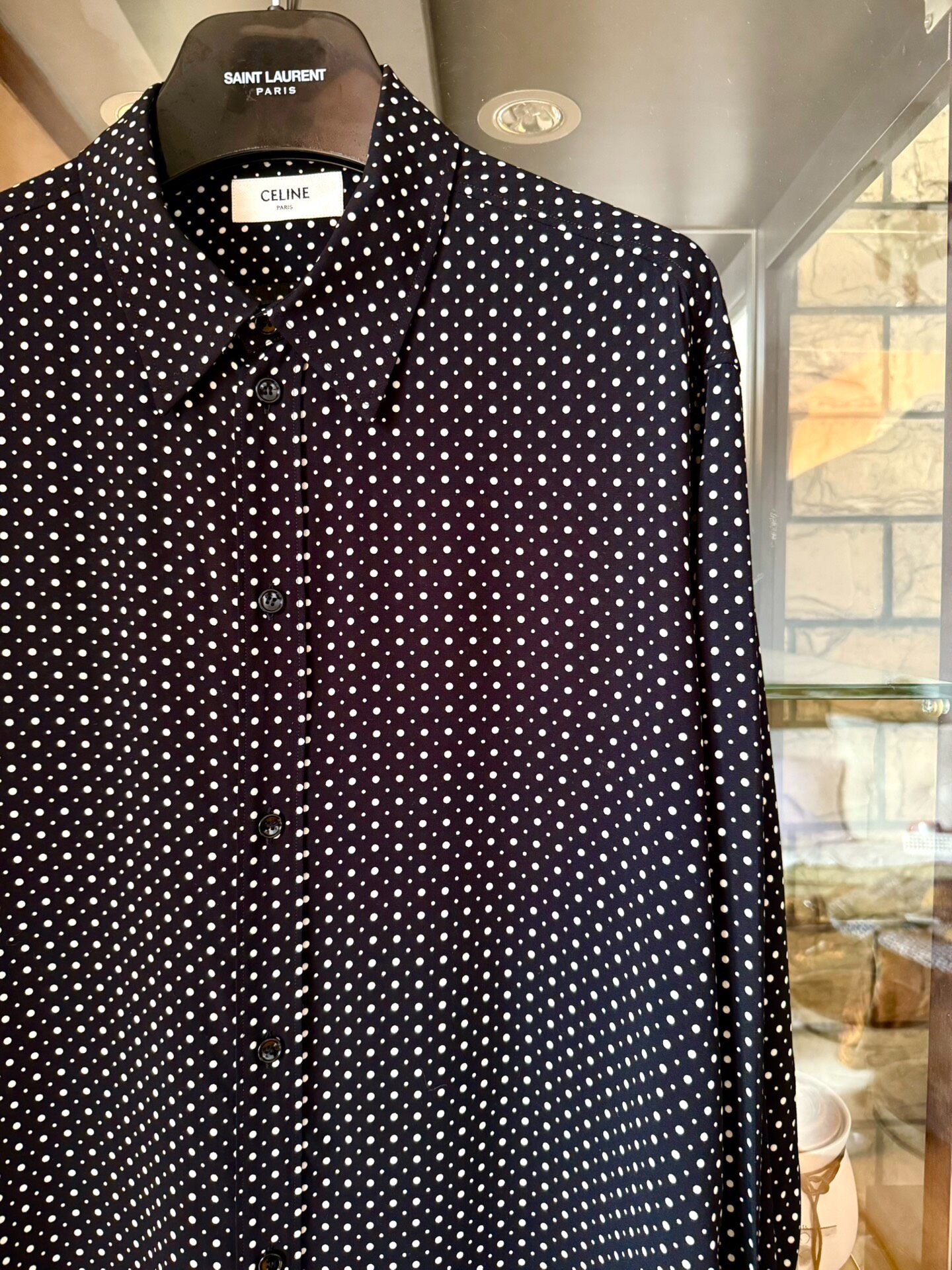 Celine 23SS Silk Polka Dot Shirt — front