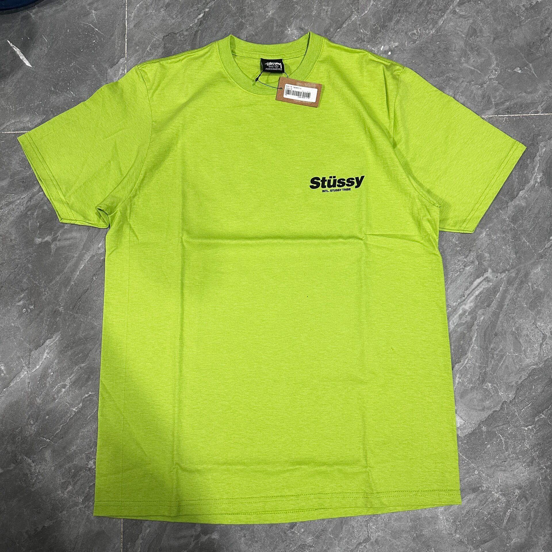 Stussy Lime Green 8-Ball Graphic T-Shirt — front