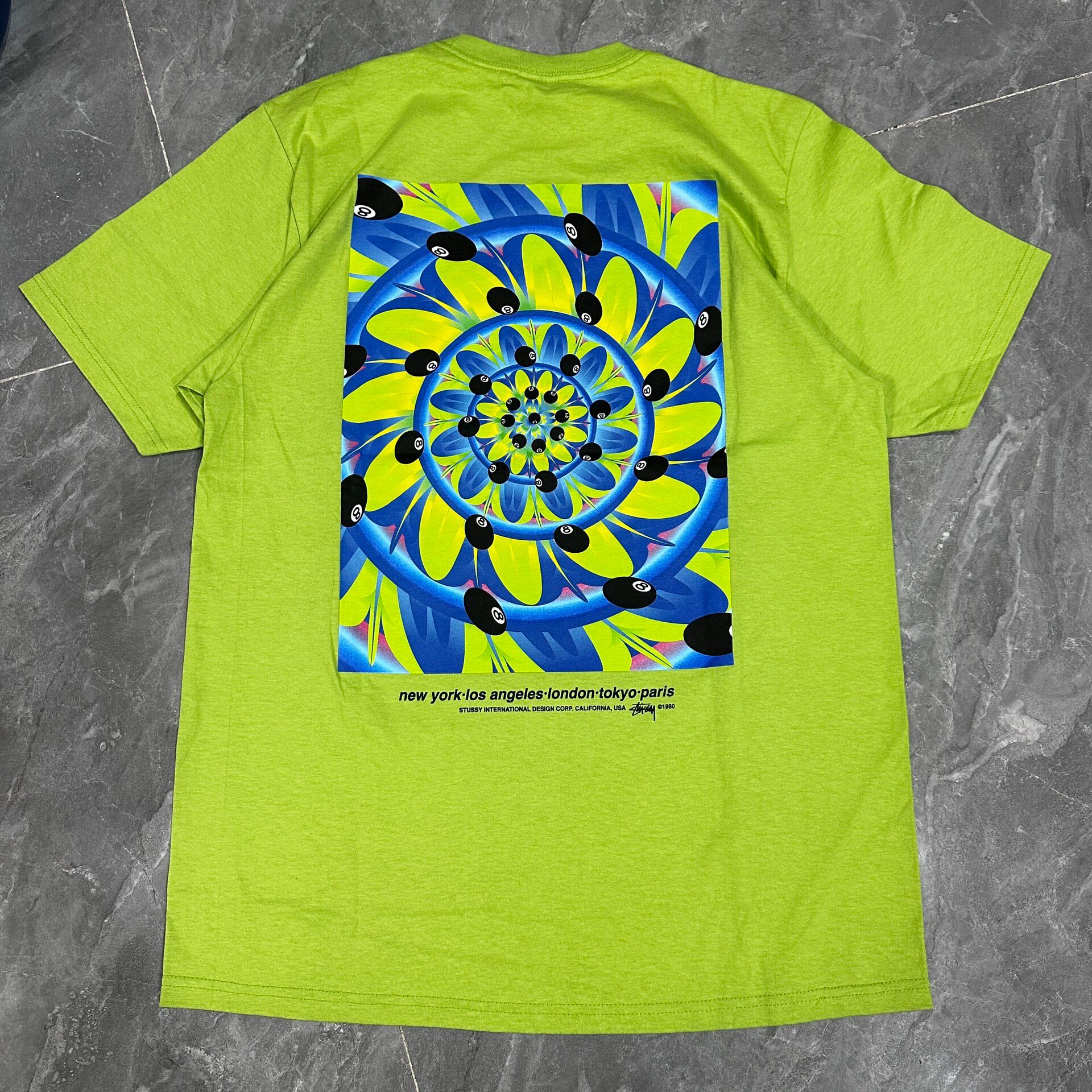 Stussy Lime Green 8-Ball Graphic T-Shirt