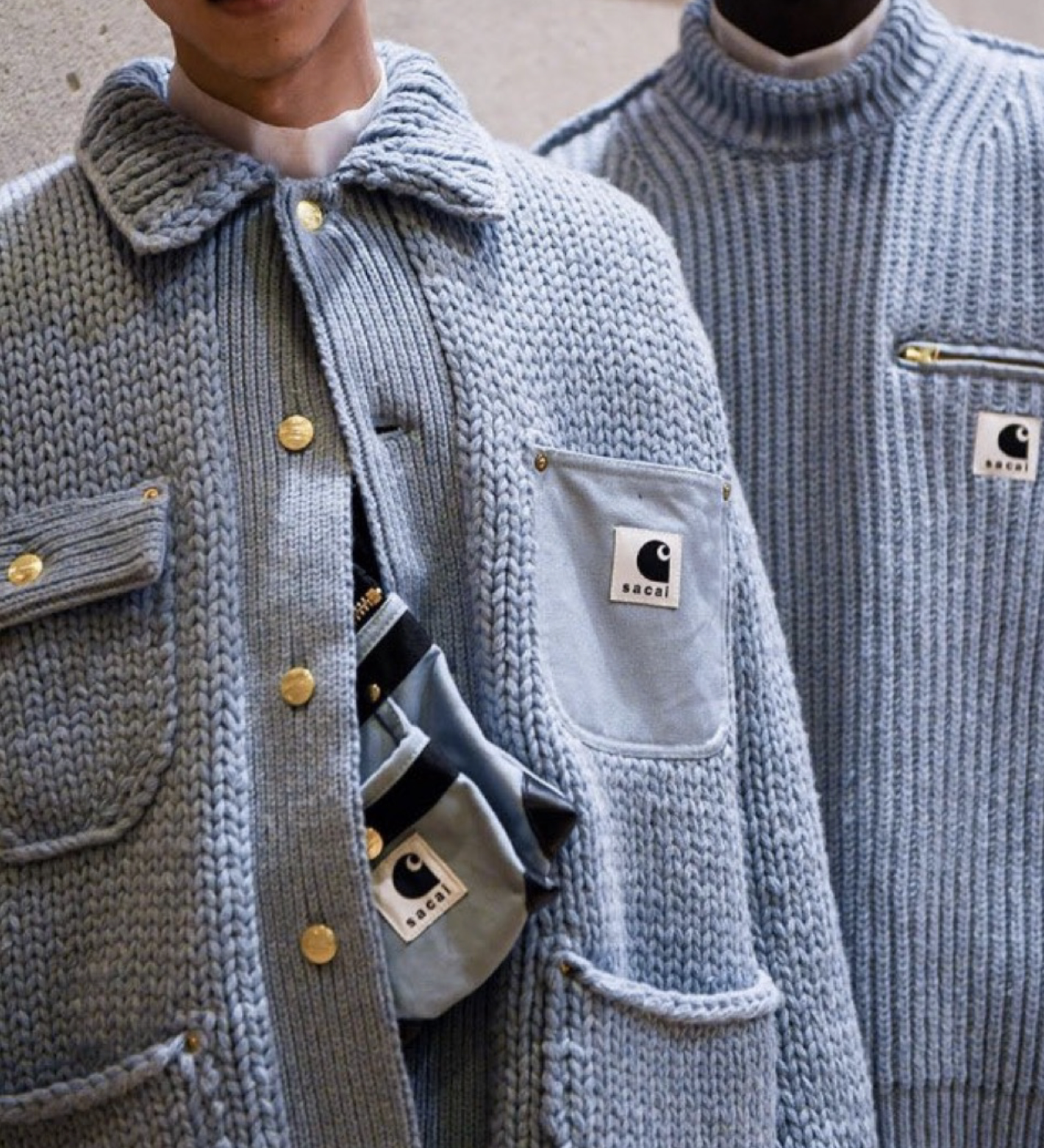 Carhartt x Sacai 23FW Knit Jacket — back