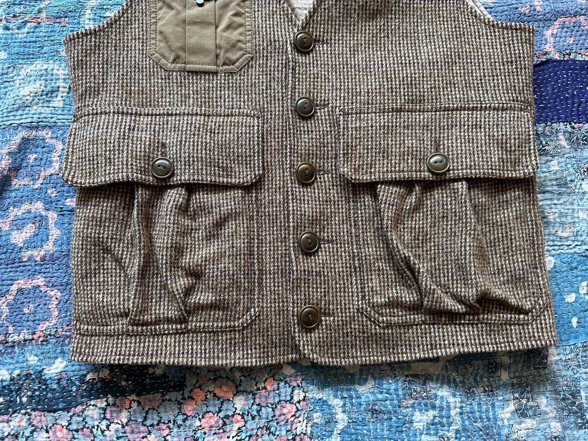 RRL Waxed Wool Hybrid Vest — back