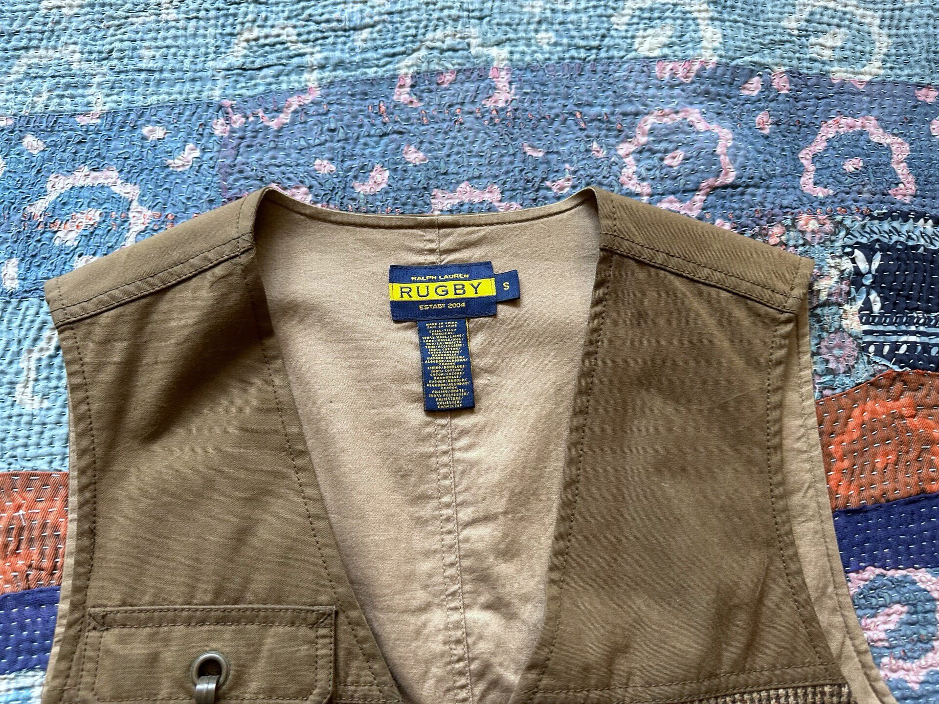 RRL Waxed Wool Hybrid Vest — detail