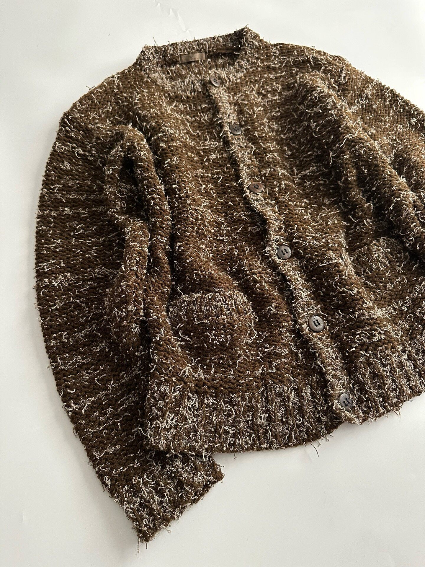 Y's For Men Brown Knit Cardigan — front