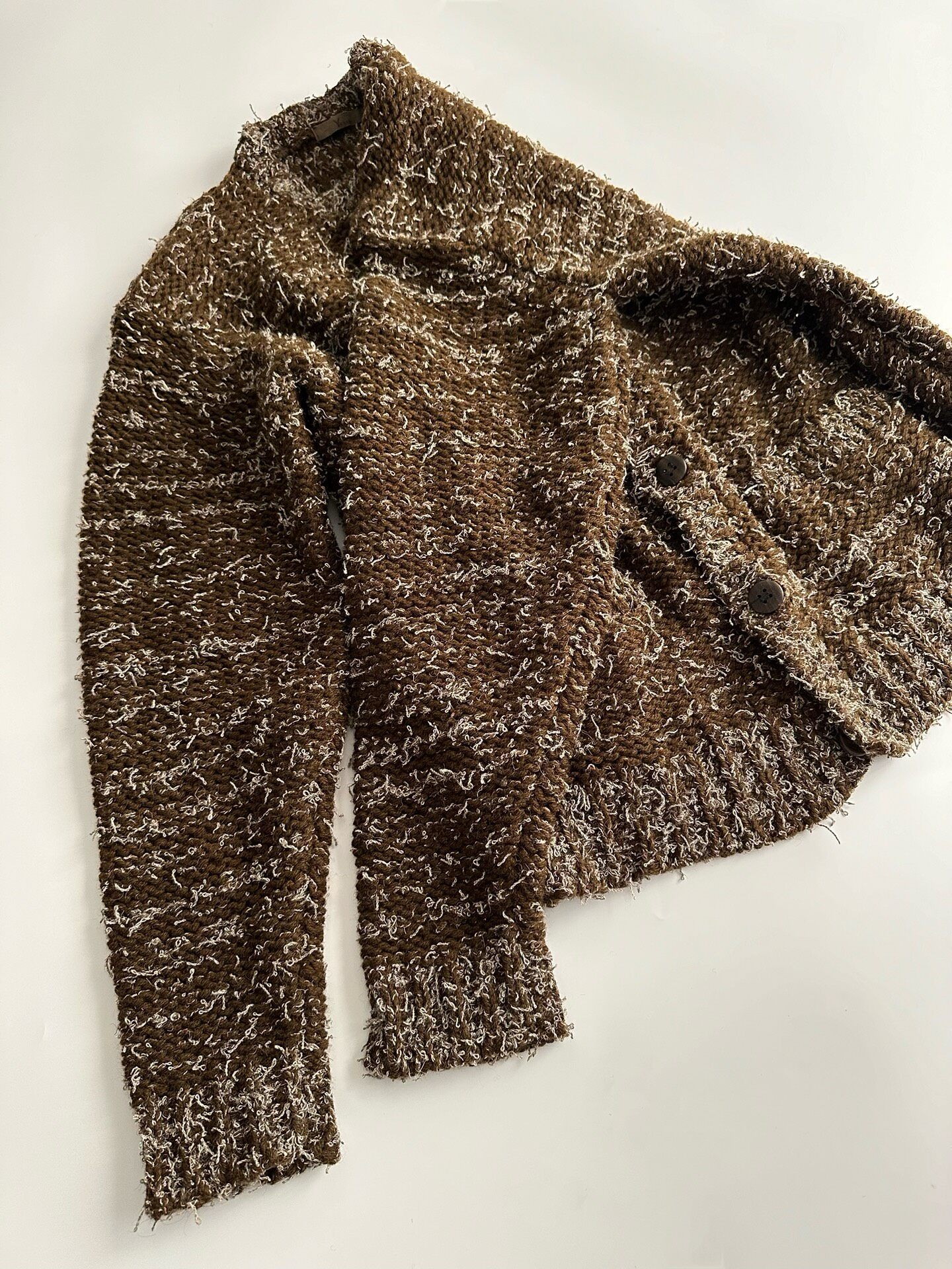 Y's For Men Brown Knit Cardigan — back