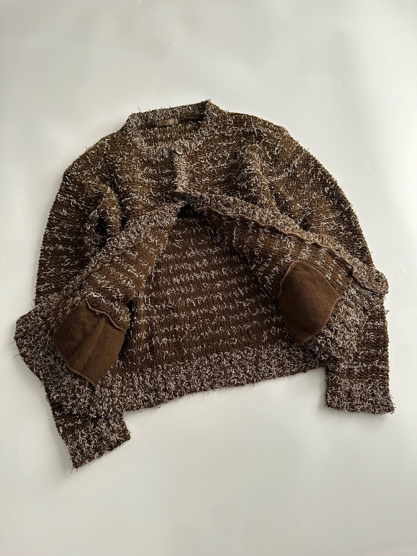 Y's For Men Brown Knit Cardigan — detail