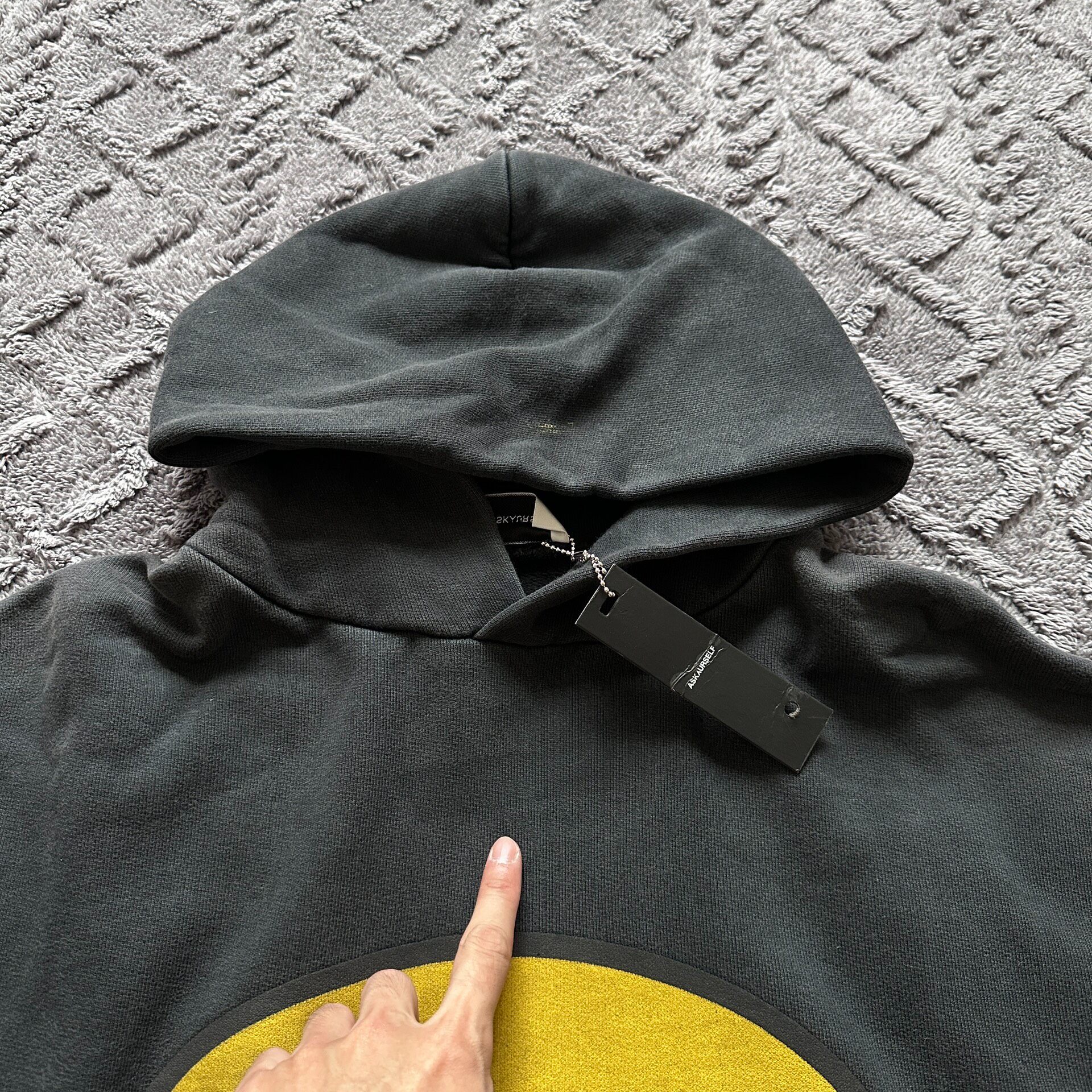 Askyurself Logo Hoodie Black Yellow — back