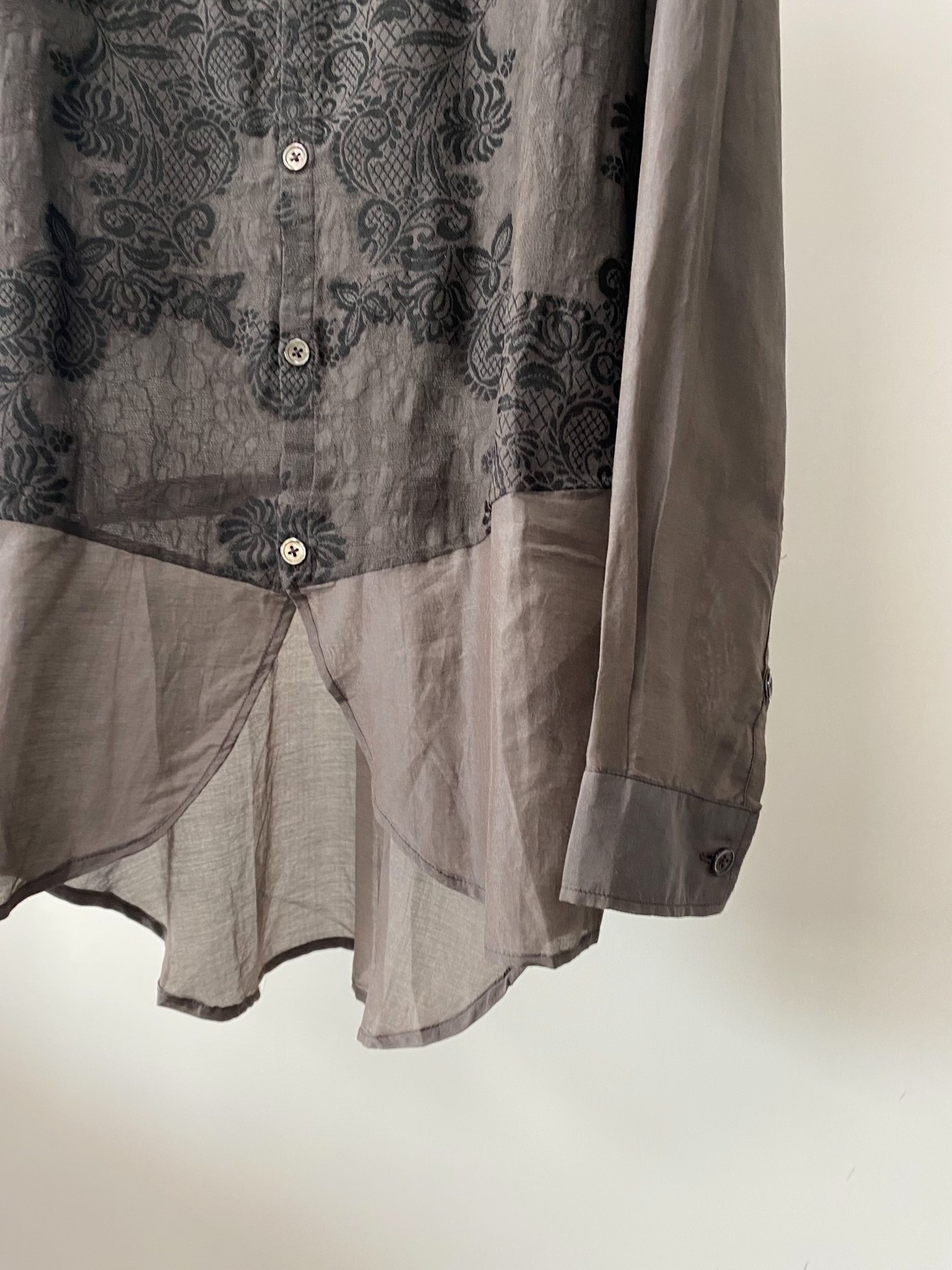 Ann Demeulemeester Gray Floral Shirt — back