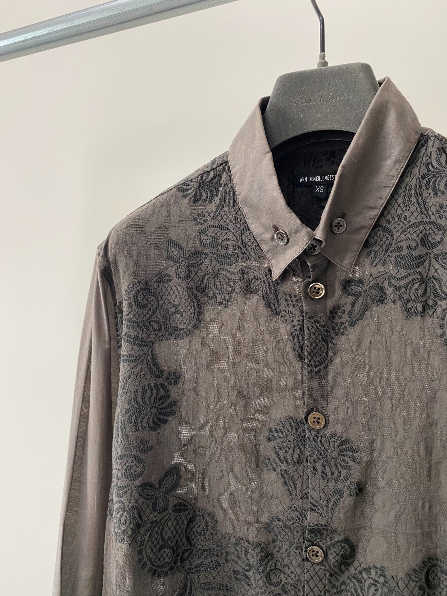 Ann Demeulemeester Gray Floral Shirt — front