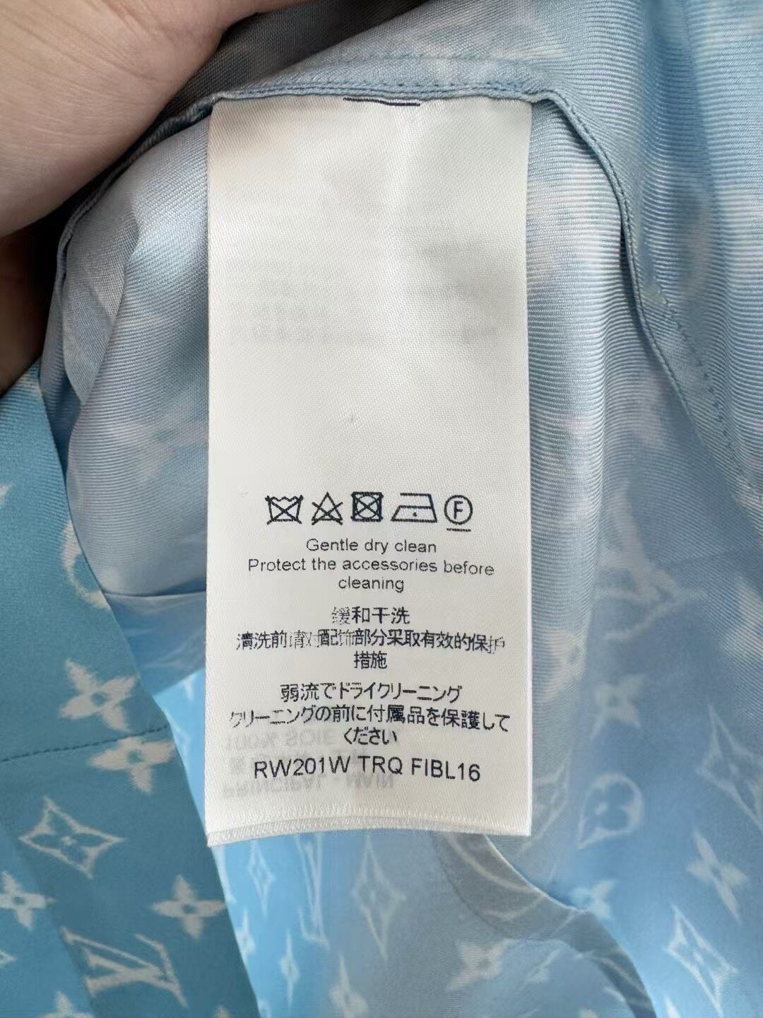 Louis Vuitton Light Blue Monogram Silk Shirt — back