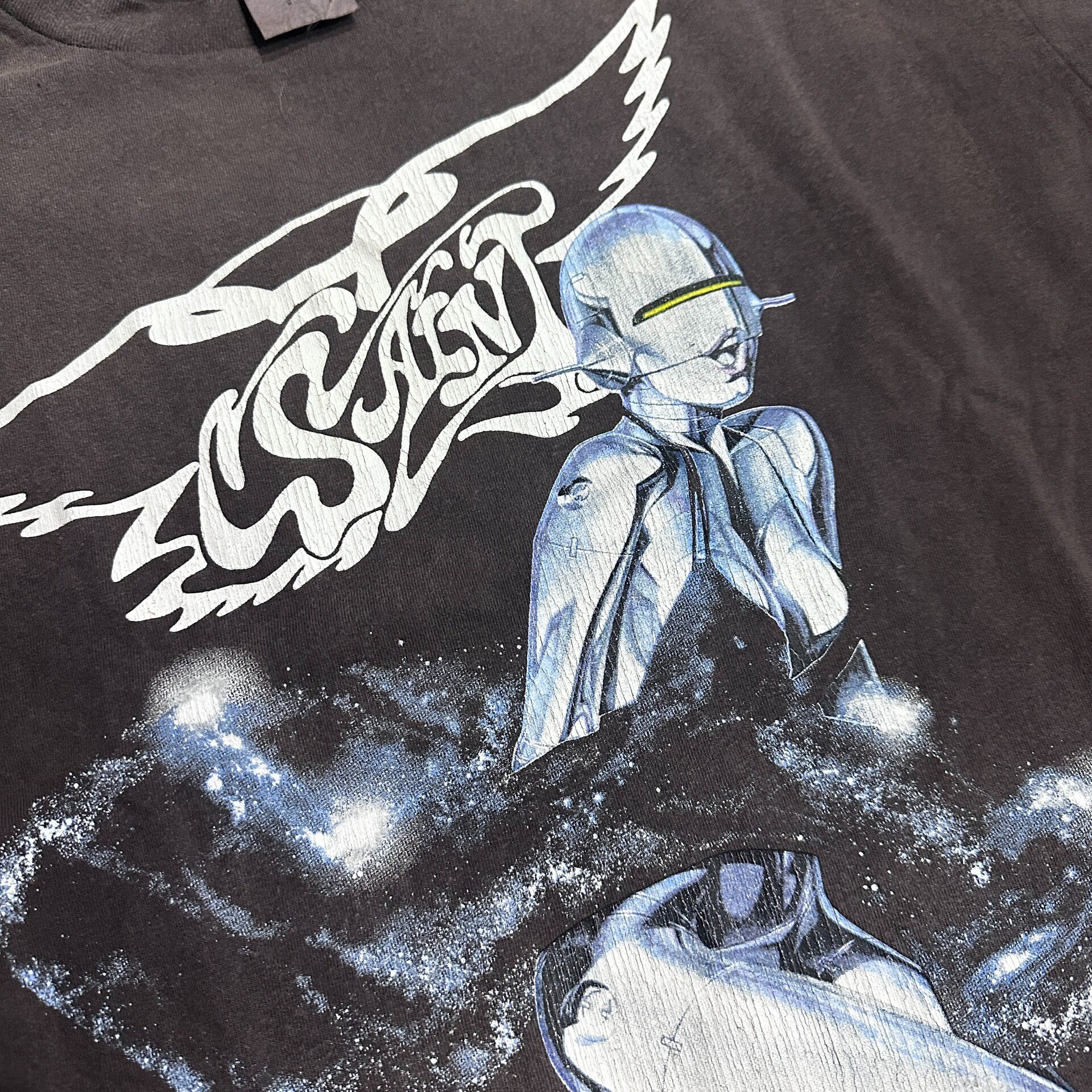 Saint Michael x Sorayama Washed Gray Tee — label