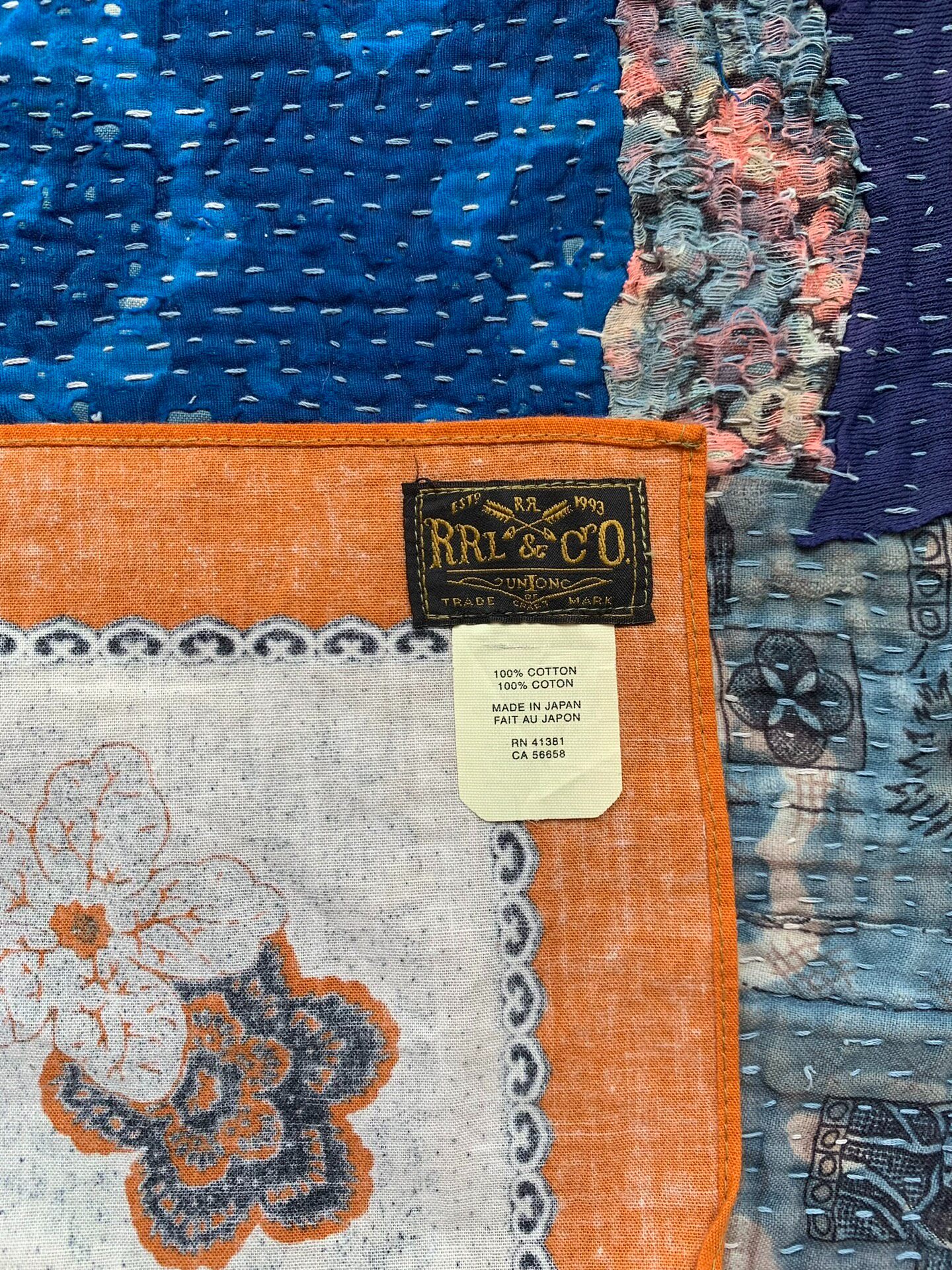 RRL Floral Square Scarves — label