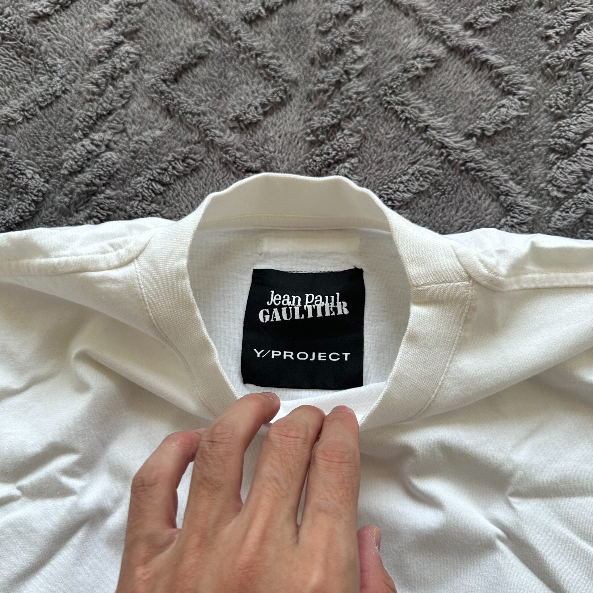 YProject x Gaultier 23ss Denim Print Tee — detail