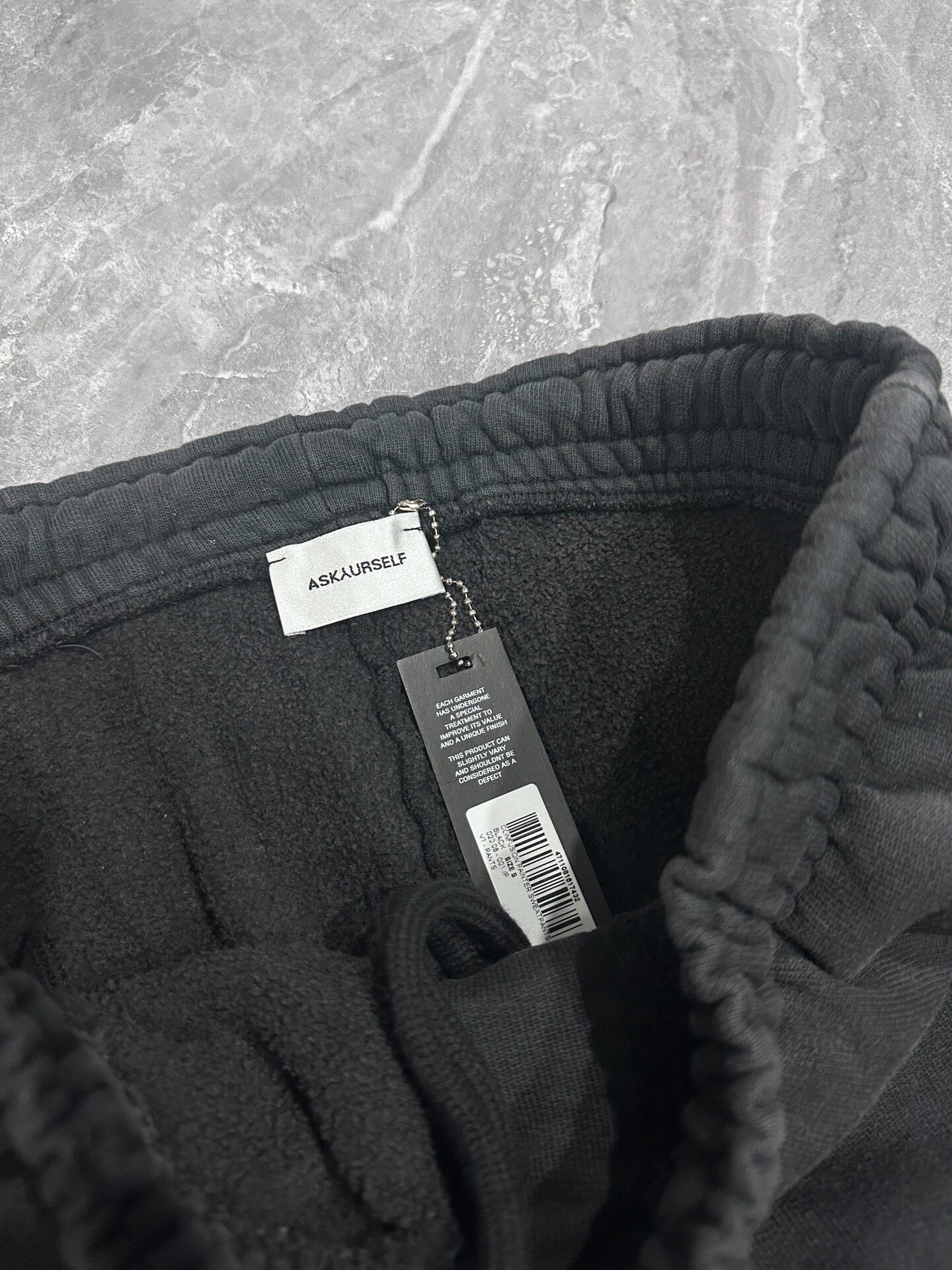 Askyurself Black Splatter Sweatpants — detail