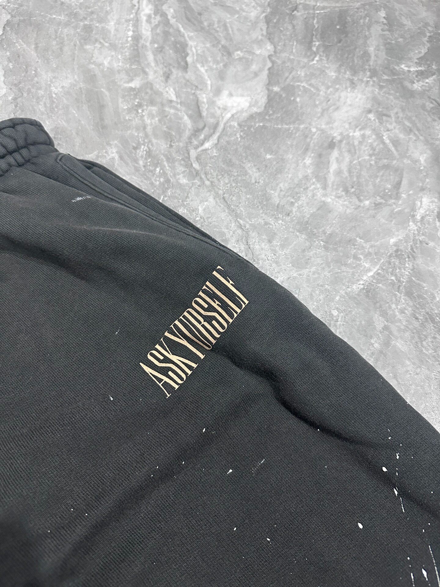 Askyurself Black Splatter Sweatpants — front