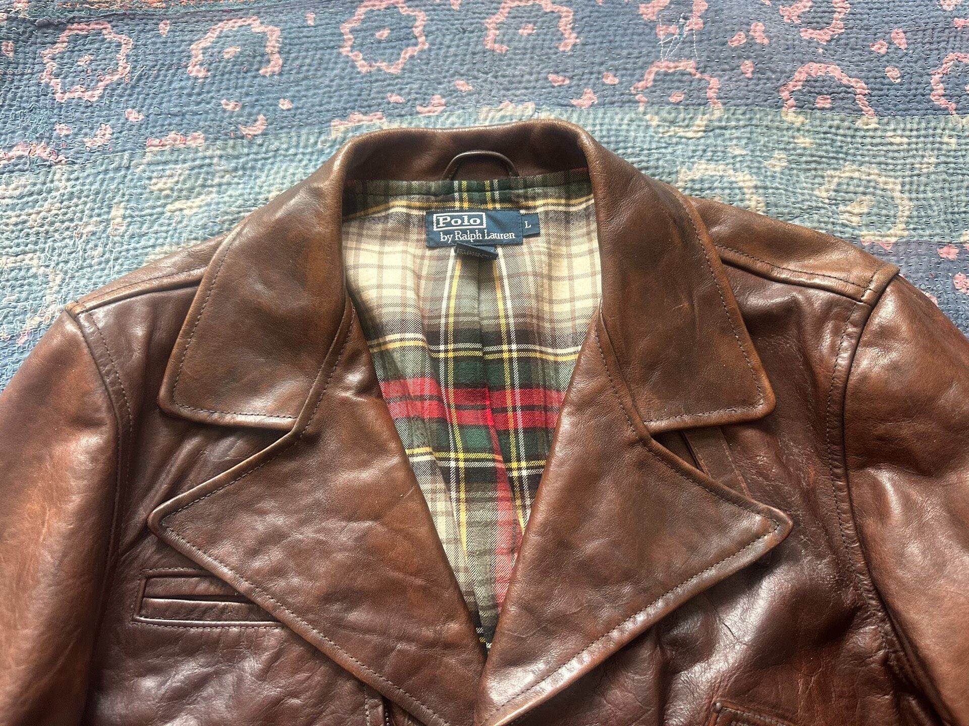 Polo Ralph Lauren Distressed Biker Jacket — detail