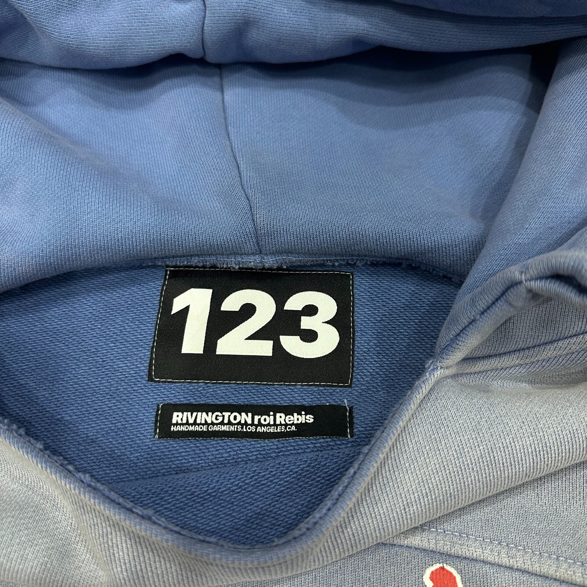 RRR-123 Union Washed Blue Hoodie — label