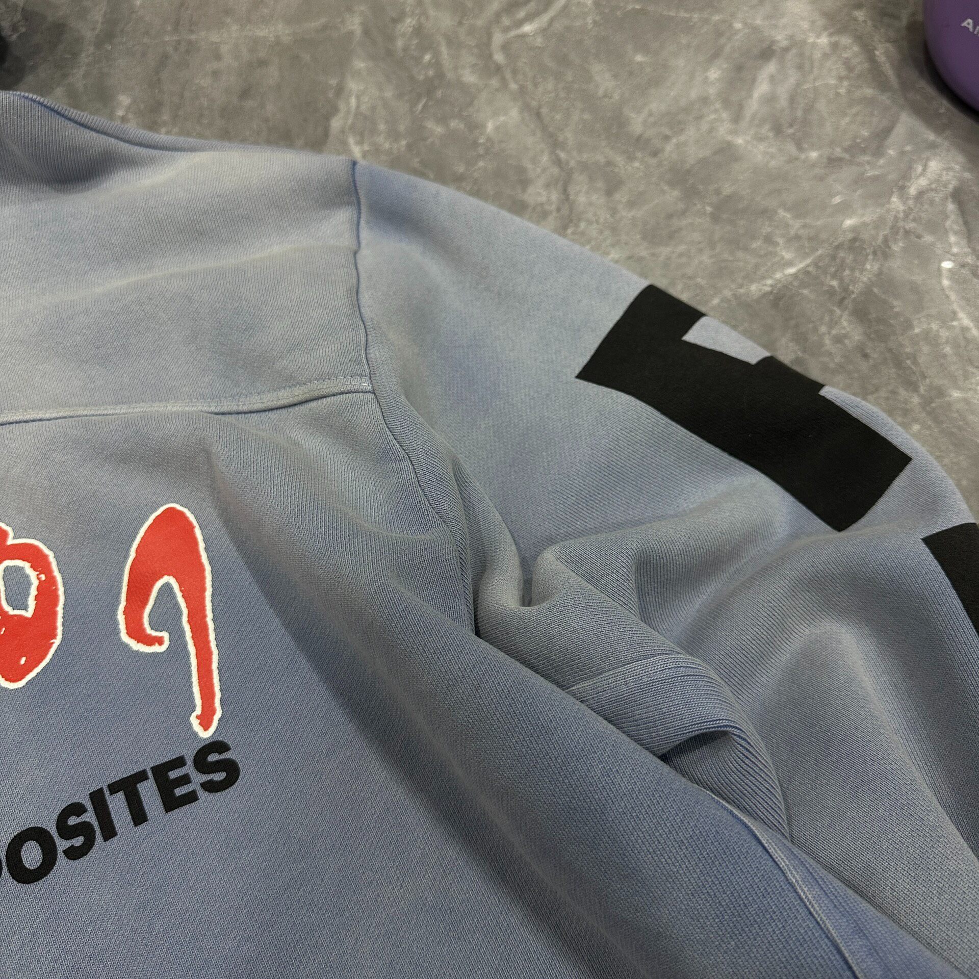 RRR-123 Union Washed Blue Hoodie — detail